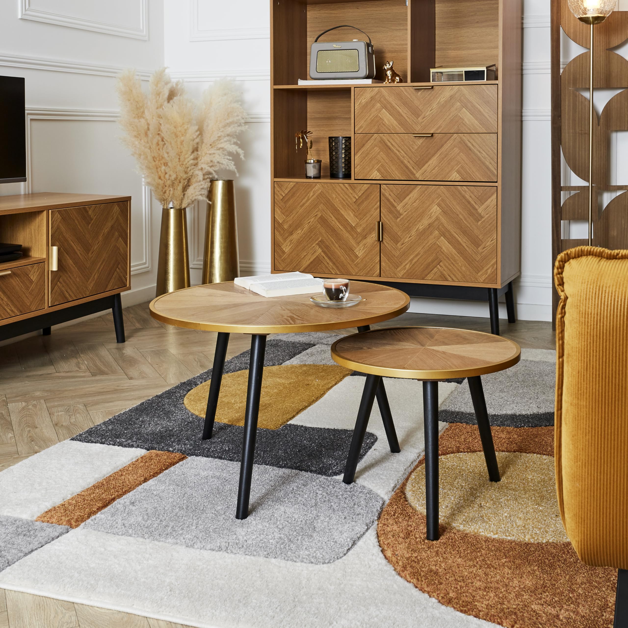 HOME DECO FACTORY - HD7412 Mesas Nido Felix x2 - Mobiliario Moderno - Mesa Auxiliar de Pino - Dimensiones Pequeña L40xP40xH33 cm - Grande L60xP60xH40 cm - Color Marrón
