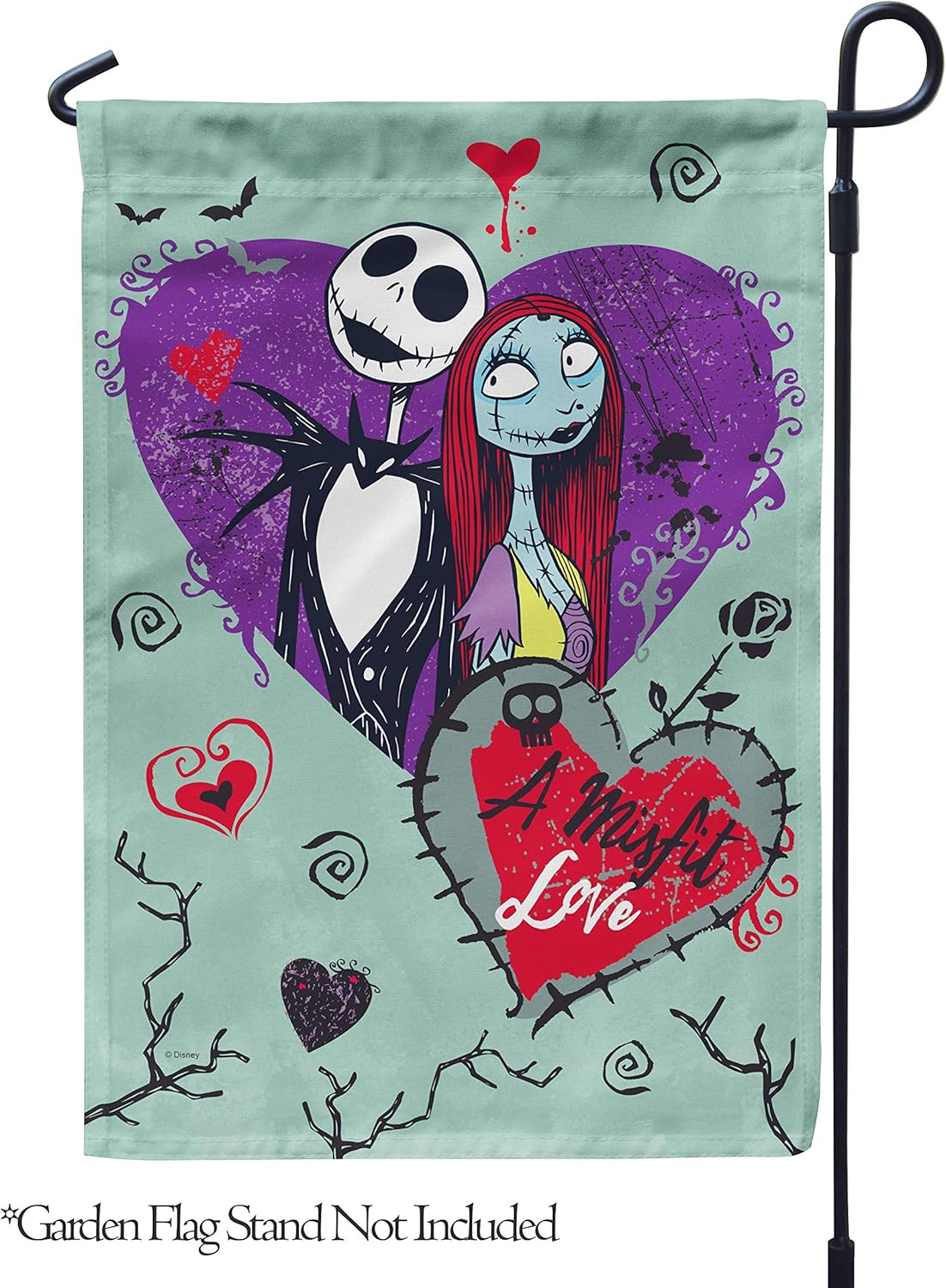 Flagology, Disney, A Misfit Love – Garden Flag 12" x 18", Exclusive Premium Fabric, Licensed Disney, Valentines (12" x 18")