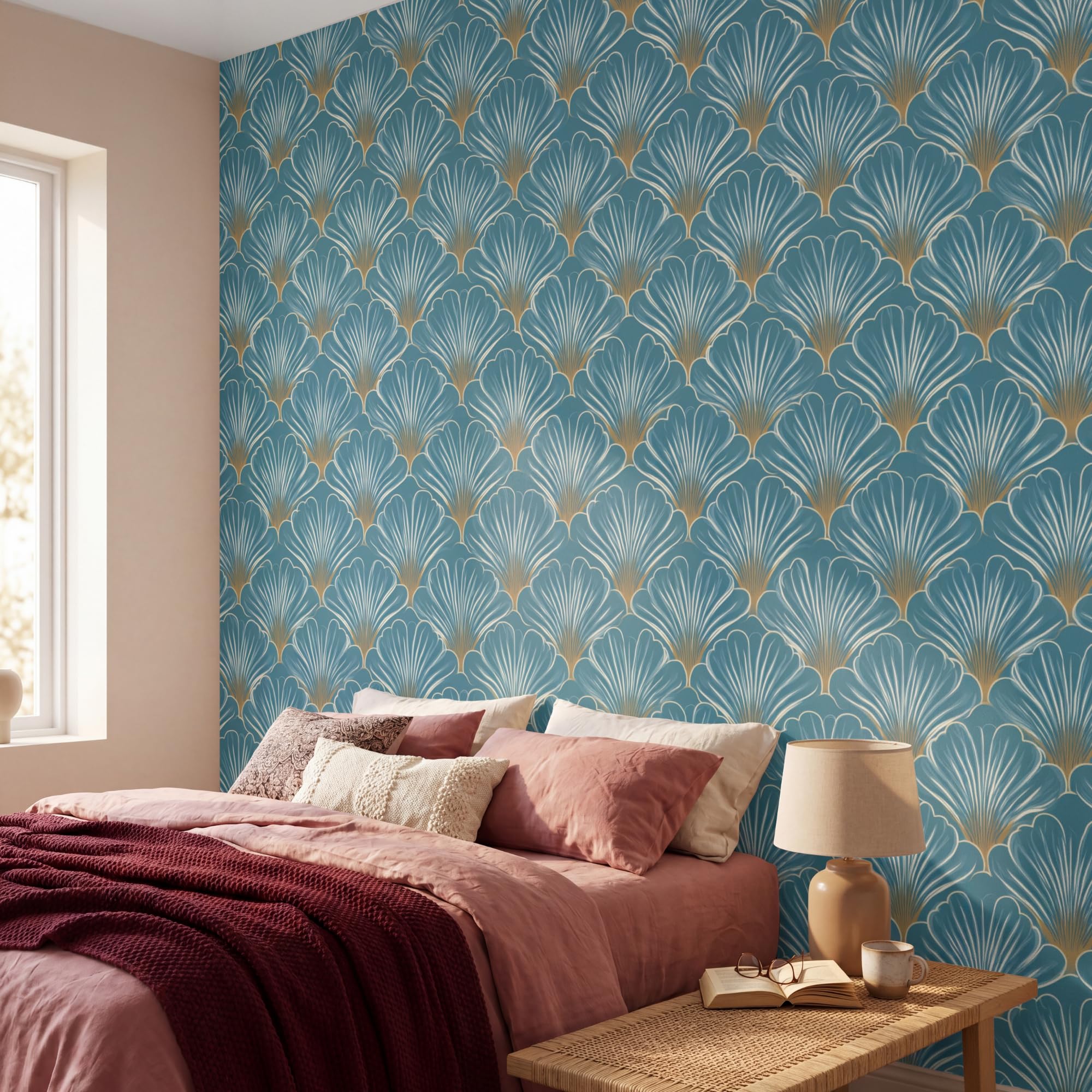 Papel Pintado Vinilico 300x300 cm Primera Calidad Papeles Pintados De Pared Pour Salon Dormitorio Decorativo Wallpaper Cocina Simétrico - Patrón - Azul