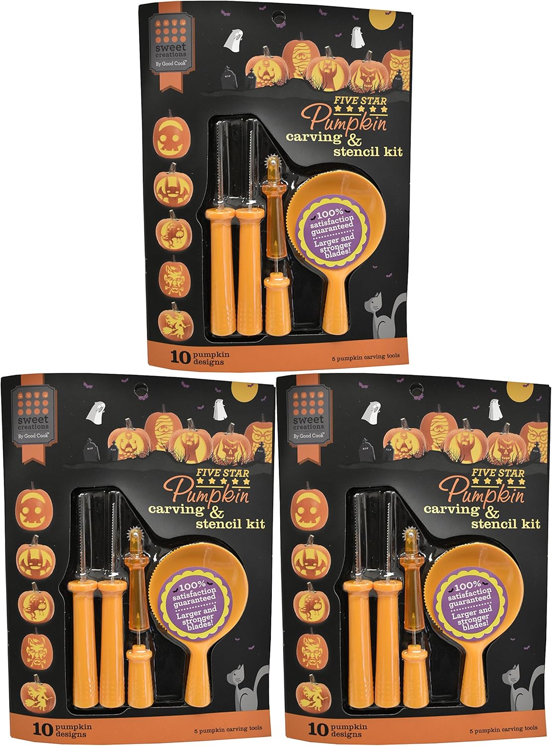 Set of 3 Five Star Pumpkin Carving and Stencil Kit! 10