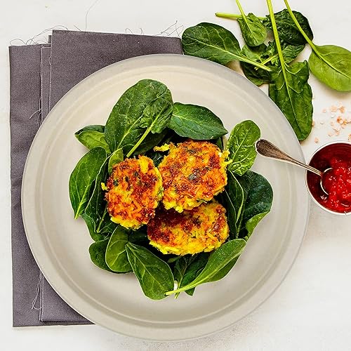 Miniatura 2 de NYHI Platos de alta resistencia desechables de 10 pulgadas para adultos y niños, platos de papel de caña de azúcar, color marrón, ecológicos,