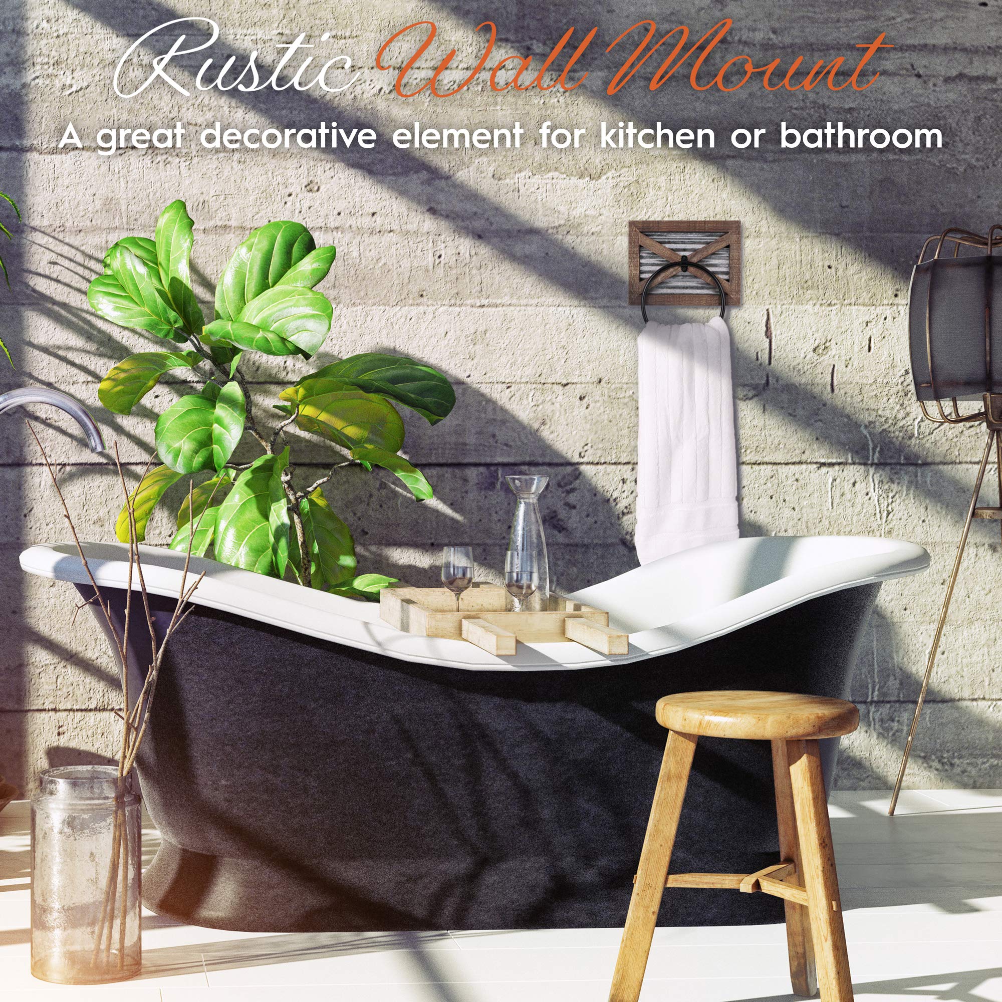 Autumn Alley Barn Door Bathroom Rustic Towel Ring - Wall Mounted ...