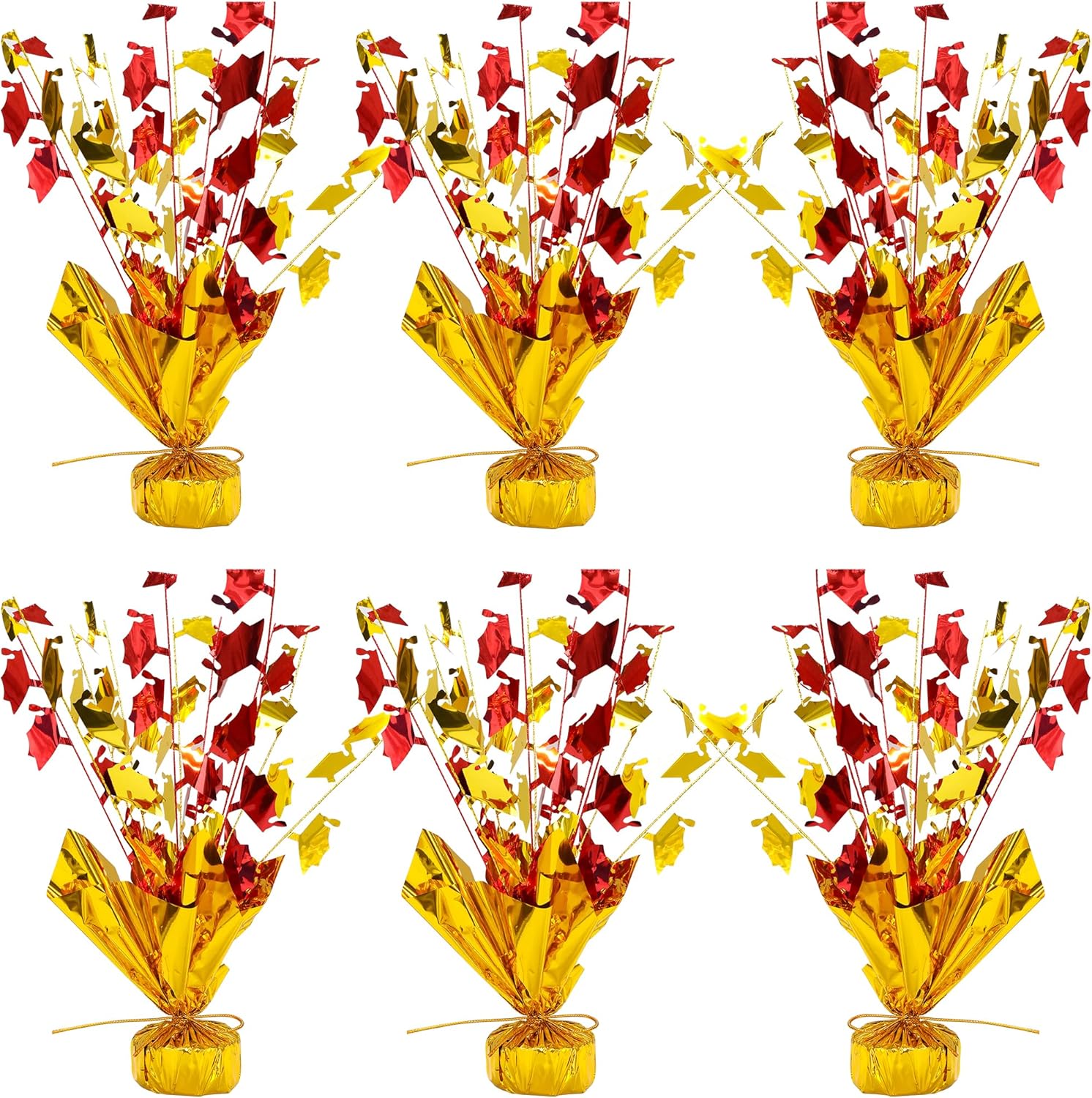 Gyufise 6 Pack Graduation 2026 Metallic Foil Spray Centerpiece Grad Cap 2026 Table Decoration Burst Table Centerpieces Decor for Class of 2026 Graduation Party Supplies Black Red