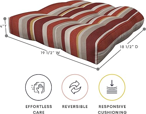 Miniatura 2 de Honeycomb Juego de cojines contorneados para exteriores, 19.5 pulgadas de ancho x 18.5 pulgadas de largo, cojines para sillas de exteriores Beryl