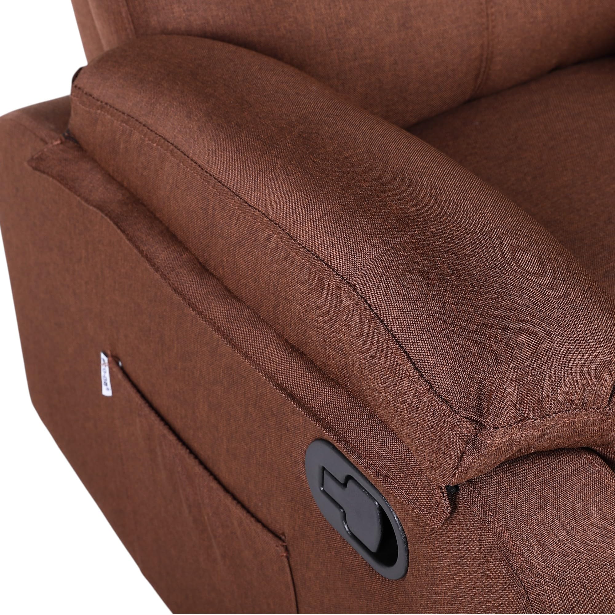 ECO-DE Poltrona Relax Reclinabile Manuale – Calore Lombare e Poggiapiedi Regolabile, Comoda per Salotto, Lettura, Ufficio, Soggiorno o Camera da Letto – Braccioli Estraibili e Salvaspazio (Marrone)