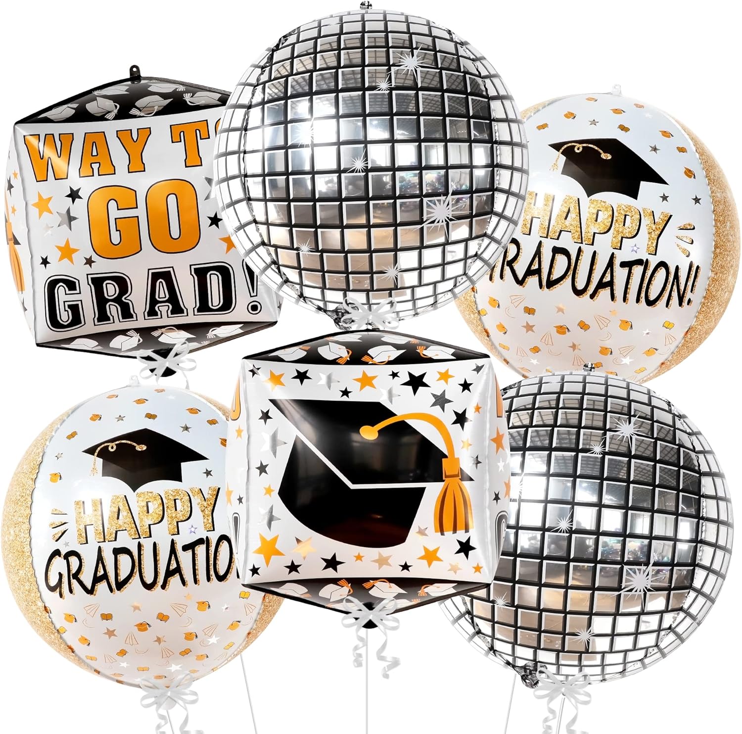 KatchOn, Large Graduation Balloons 2024 Pack of 6, 22 Inch Grad Balloons, Disco