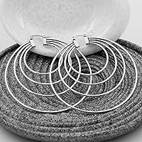 Vista 2 de Round Circle Huggie Hoop Earring - Designer Chunky Hoops Earrings 14K Gold Plated, Small Minimalist Wedding Jewelry for Women, Girls (Silver Plated)