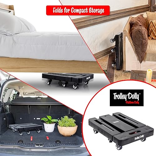 Miniatura 4 de dbest products Carrito de plataforma con 6 ruedas para mudanza, camión de mano plegable, mango telescópico, placa de dedo del pie expandible e