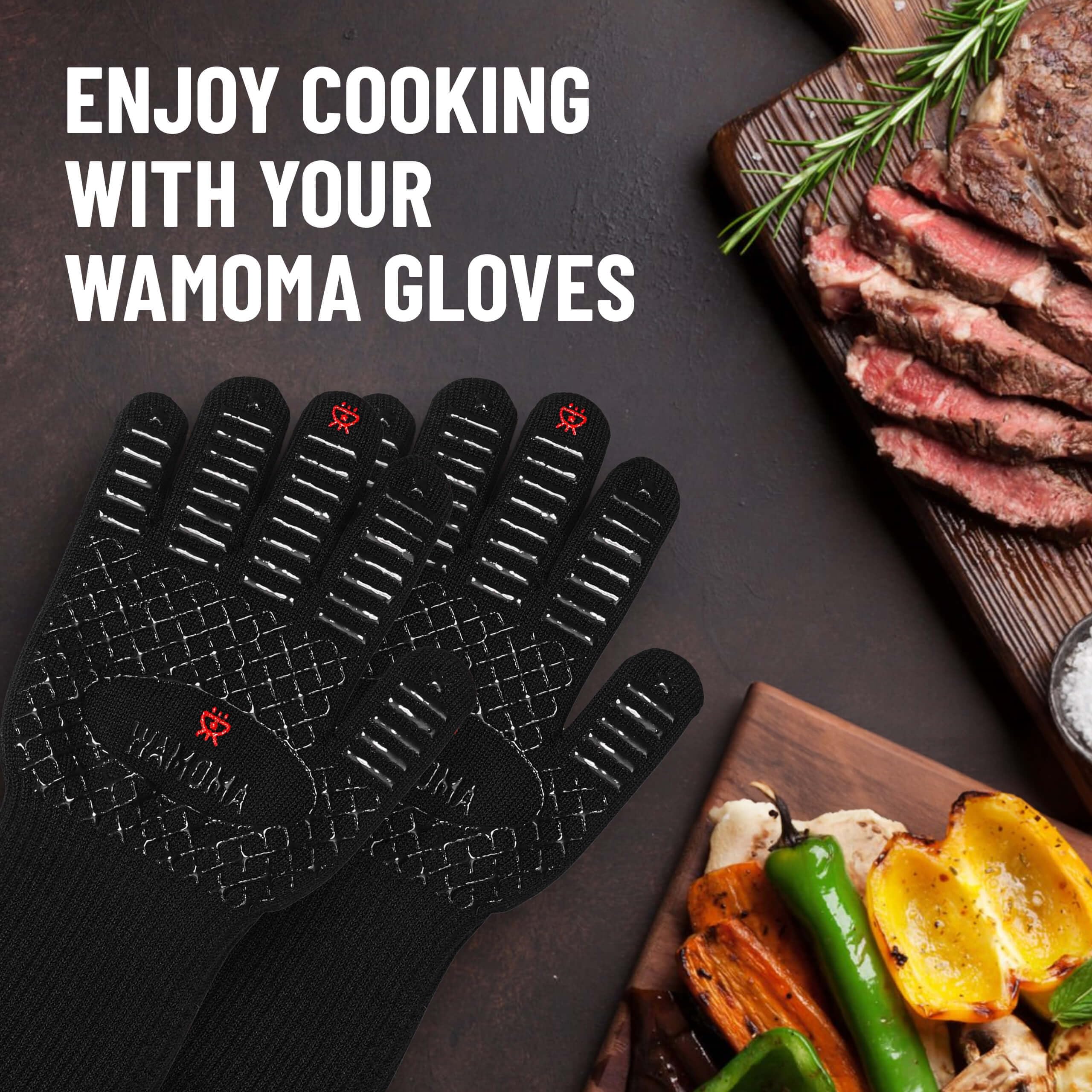 Długie żaroodporne rękawice do grillowania – antypoślizgowe silikonowe z wewnętrzną bawełnianą podszewką, rękawice do grillowania do grilla, gotowania, pieczenia, grilla z ochroną przedramienia
