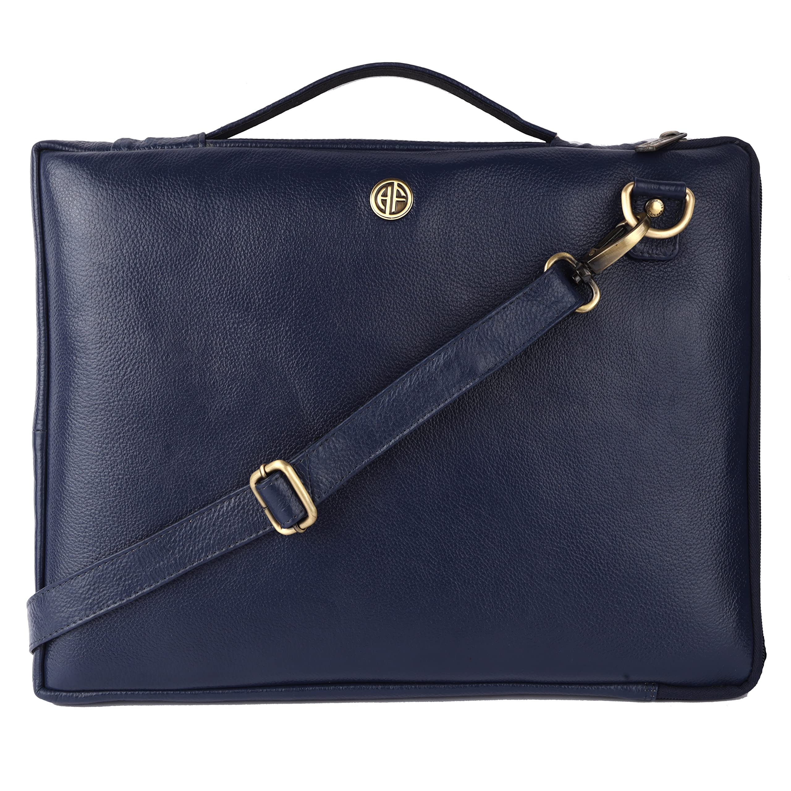 HAMMONDS FLYCATCHER Slim Laptop Sleeve for Men -Genuine Leather -Royal Blue -Water Resistant -Fit up to 15.6 Inch Laptop/MacBook -Stylish Laptop Bag Sleeve with Handle -Leather Laptop Case Cover Pouch