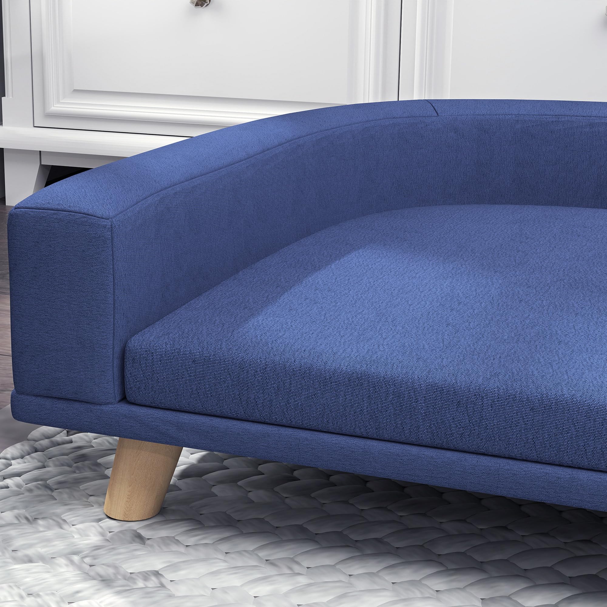 PawHut Canapé Chien, Lit pour Chien avec Coussin Déhoussable et Housse Lavable, Design Scandinave en Tissu Polyester avec Pieds en Bois, 98 x 67 x 25 cm, Bleu