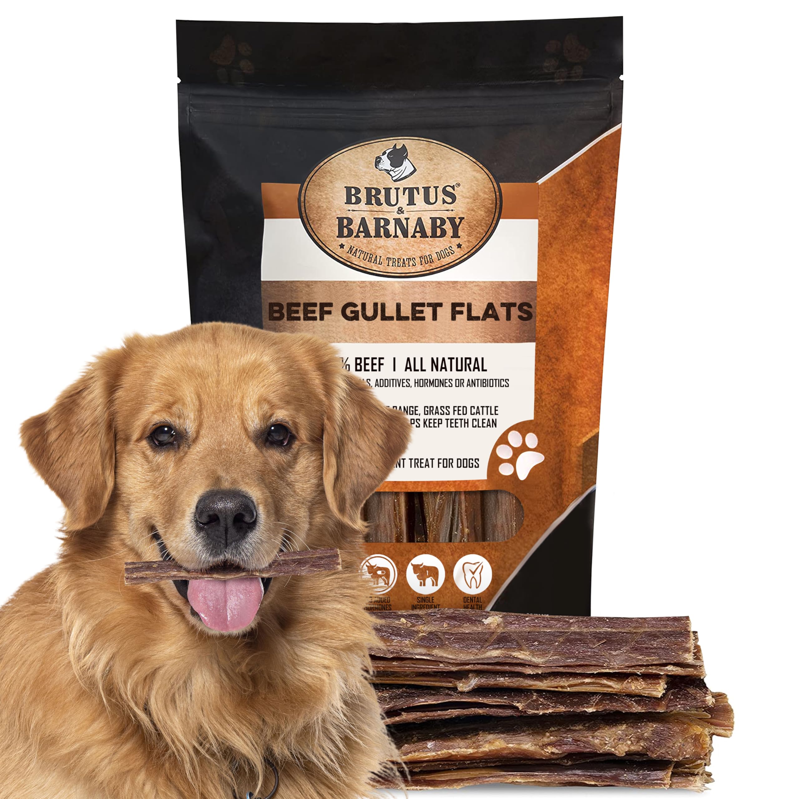 All Natural Single Ingredient Beef Esophagus Chews for Dogs - Healthy Flat Gullet Strips With Naturally Occurring Glucosamine & Chondroitin for Joint Function - Great for Any Dog Size (30 Count)