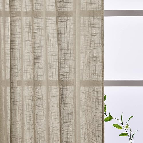 Miniatura 6 de Kinryb Juego de 2 cortinas semitransparentes para sala de estar de 72 pulgadas de largo, con ojales, cortinas filtrantes de luz para dormitorio,