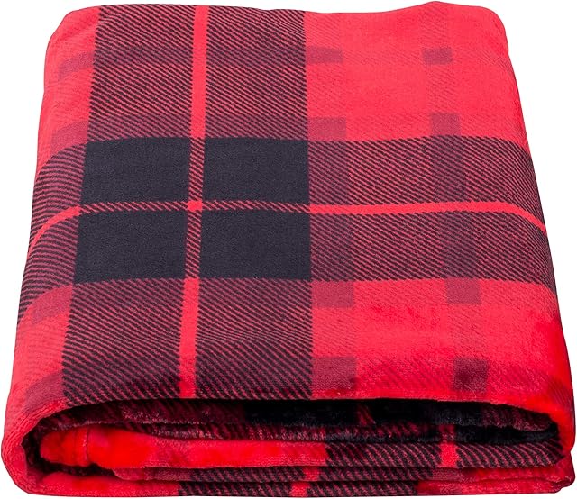 SOCHOW Flannel Fleece Blanket 150cm×200cm, All Season Plaid Red Blanket for Bed, Couch,Car