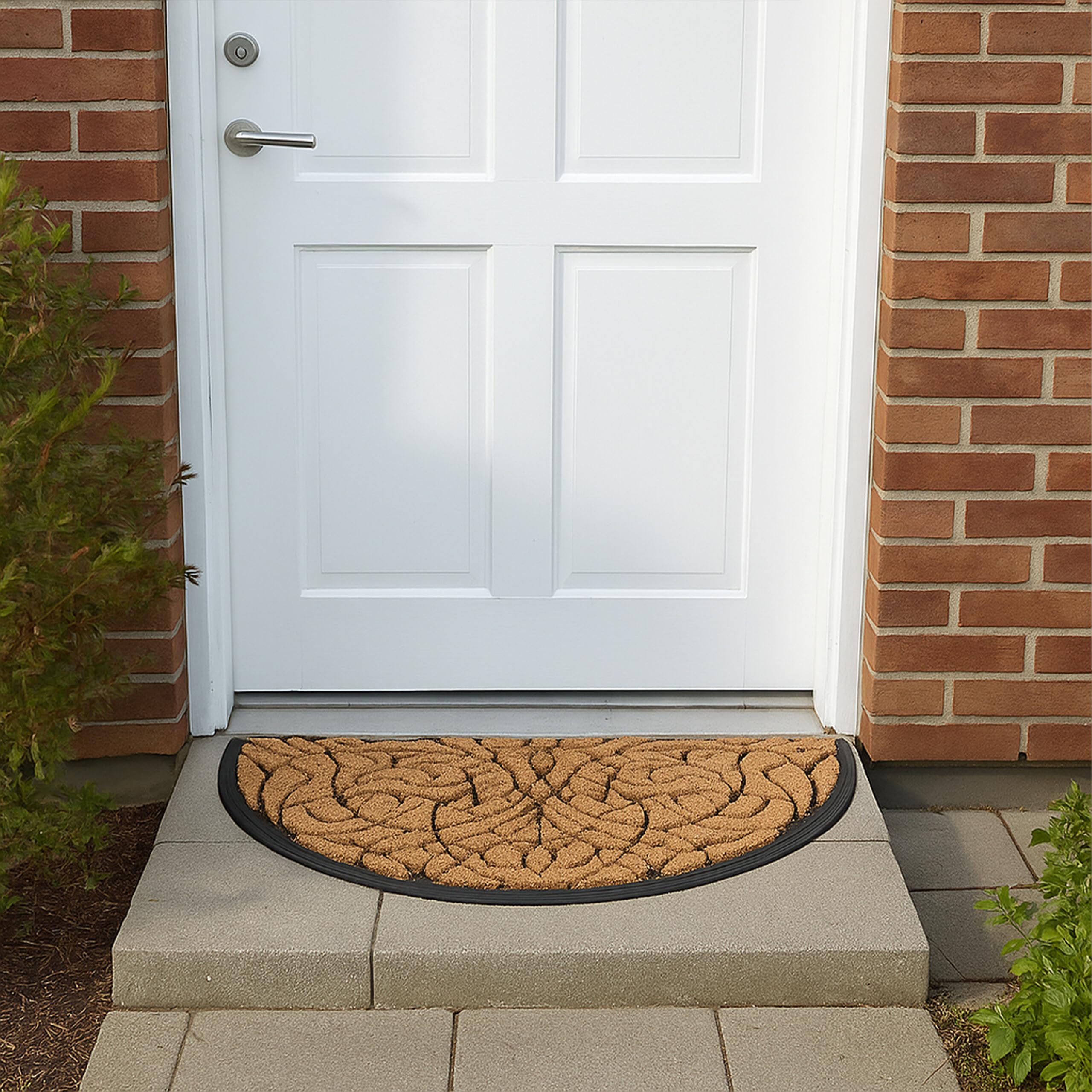 Relaxdays Zerbino in Fibra di Cocco, Semicerchio 100x60 cm Tappetino Antiscivolo Ingresso Esterno, Interno, Marrone Nero