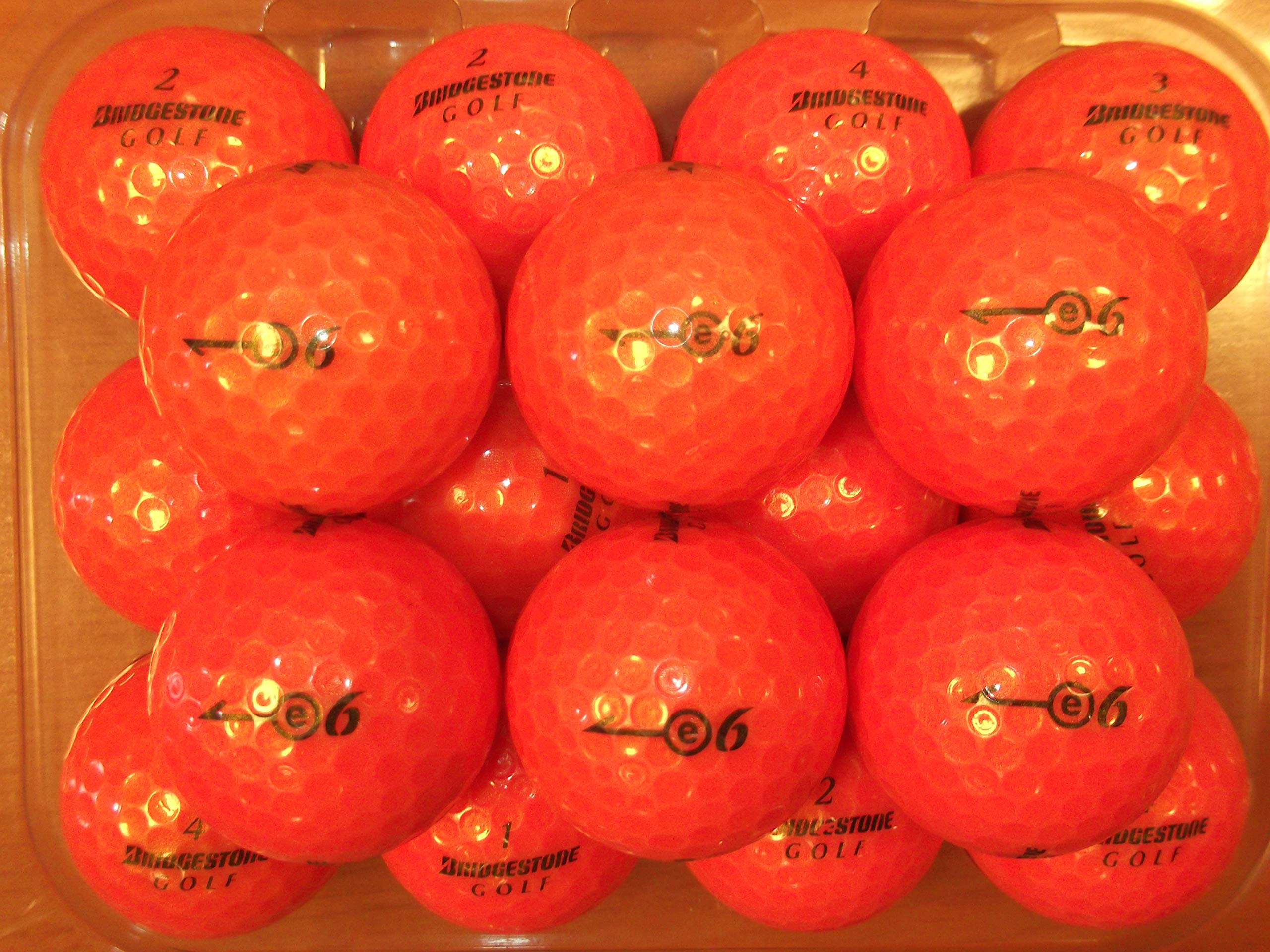 E6 24 Bridgestone Orange Golf Lake Balls - Used golf balls Pearl/Grade A