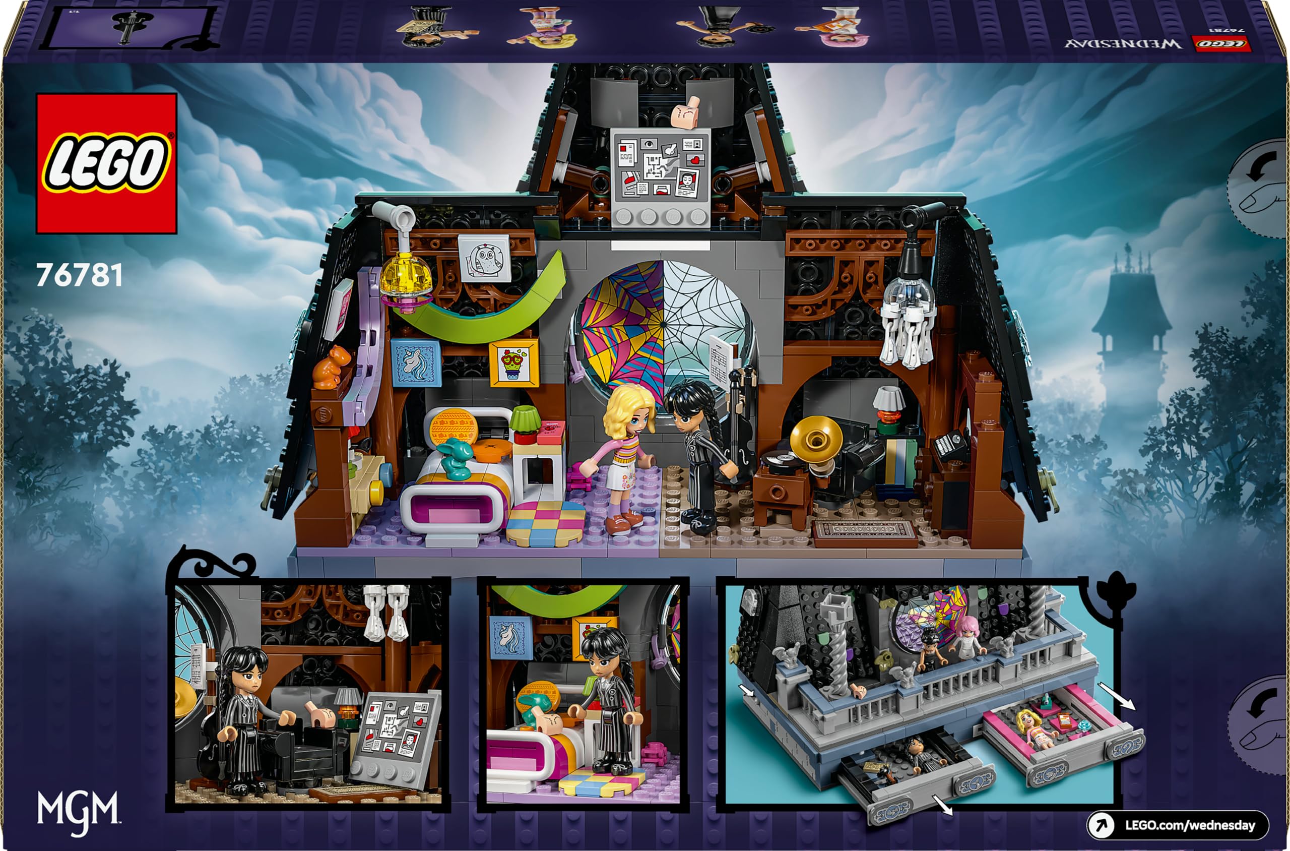 LEGO Wednesday Il Dormitorio di Mercoledì ed Enid, Modellino di Casa Giocattolo da Costruire con 4 Mini Bamboline, Giochi Creativi per Bambini e Bambine da 10 Anni, Idea Regalo da Collezione 76781
