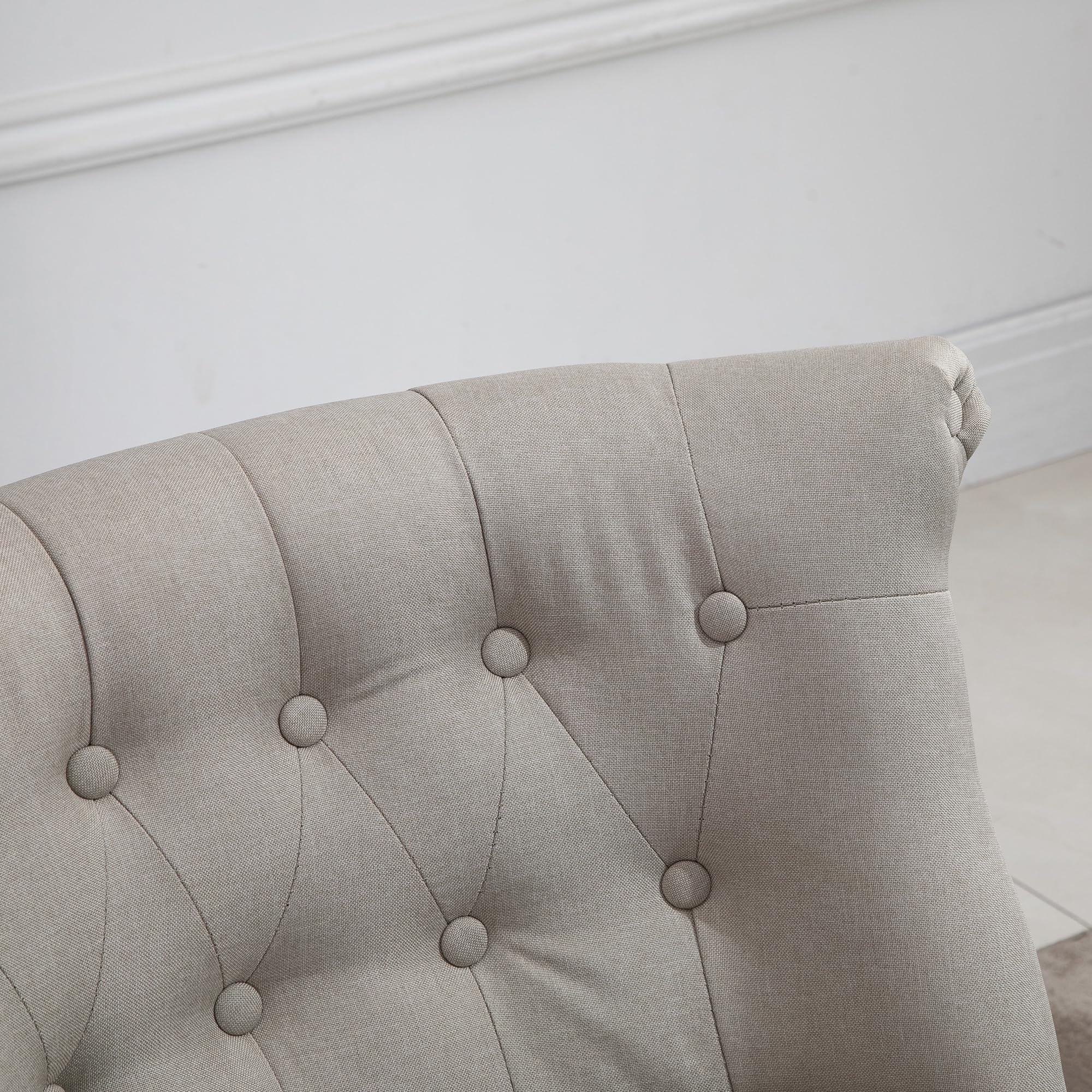 HOMCOM Fauteuil Lounge Vintage inclinable avec Pieds en Bois Beige