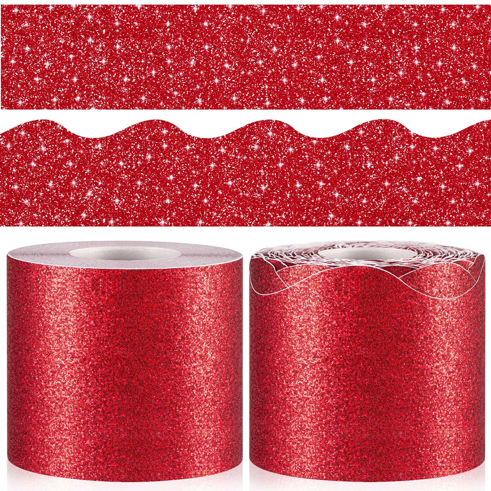 160 Feet Glitter Bulletin Board Border Shiny Scalloped Border Trim Colorful Glitter Bulletin Board Border Strips Shine Poster Border Paper For School