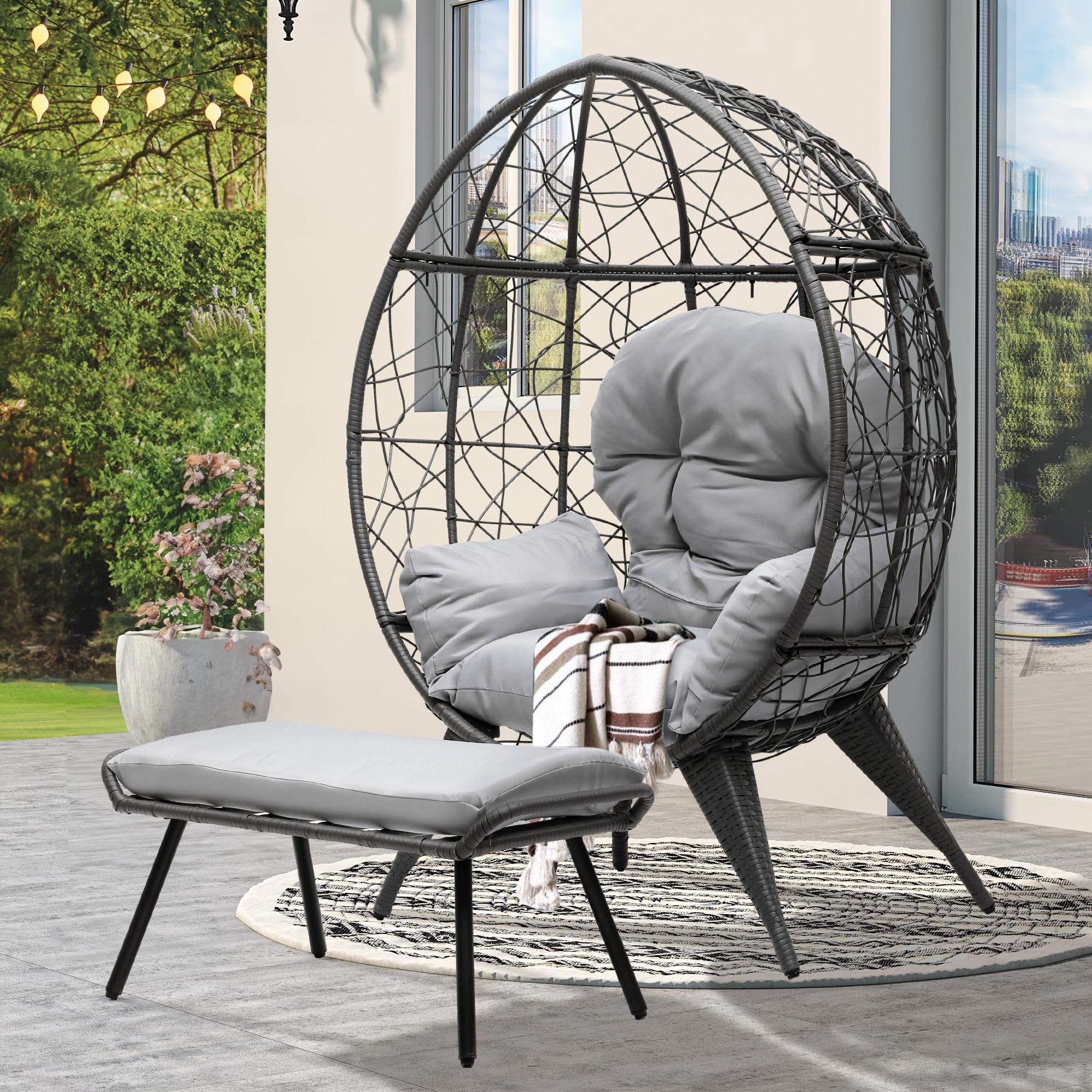 Amazon.com: YITAHOME Egg Chair with Ottoman Outdoor Egg Lounge