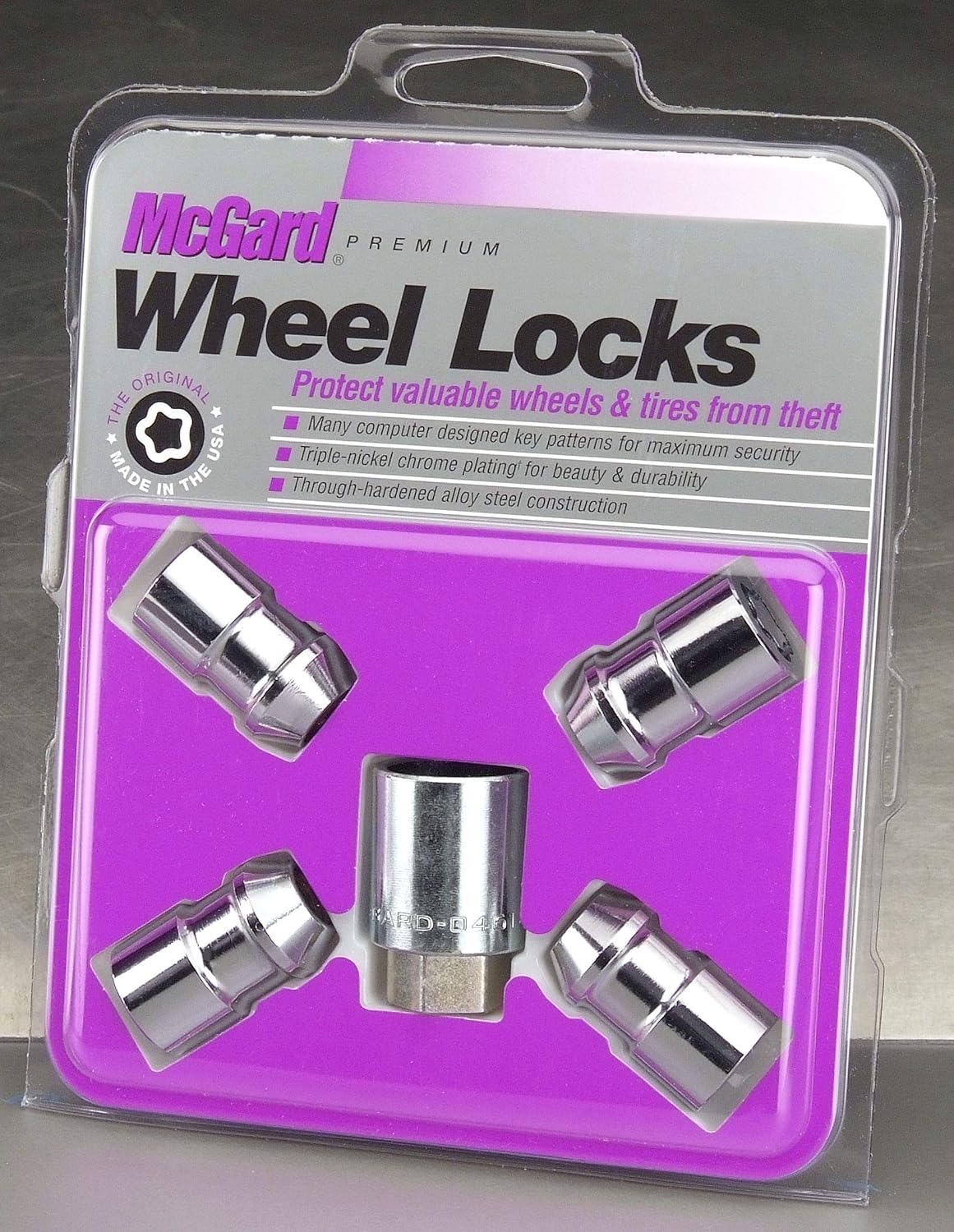 MCGARD 24198 Chrome Cone Seat Wheel Locks (1/2" - 20 Thread Size) - Set of 4