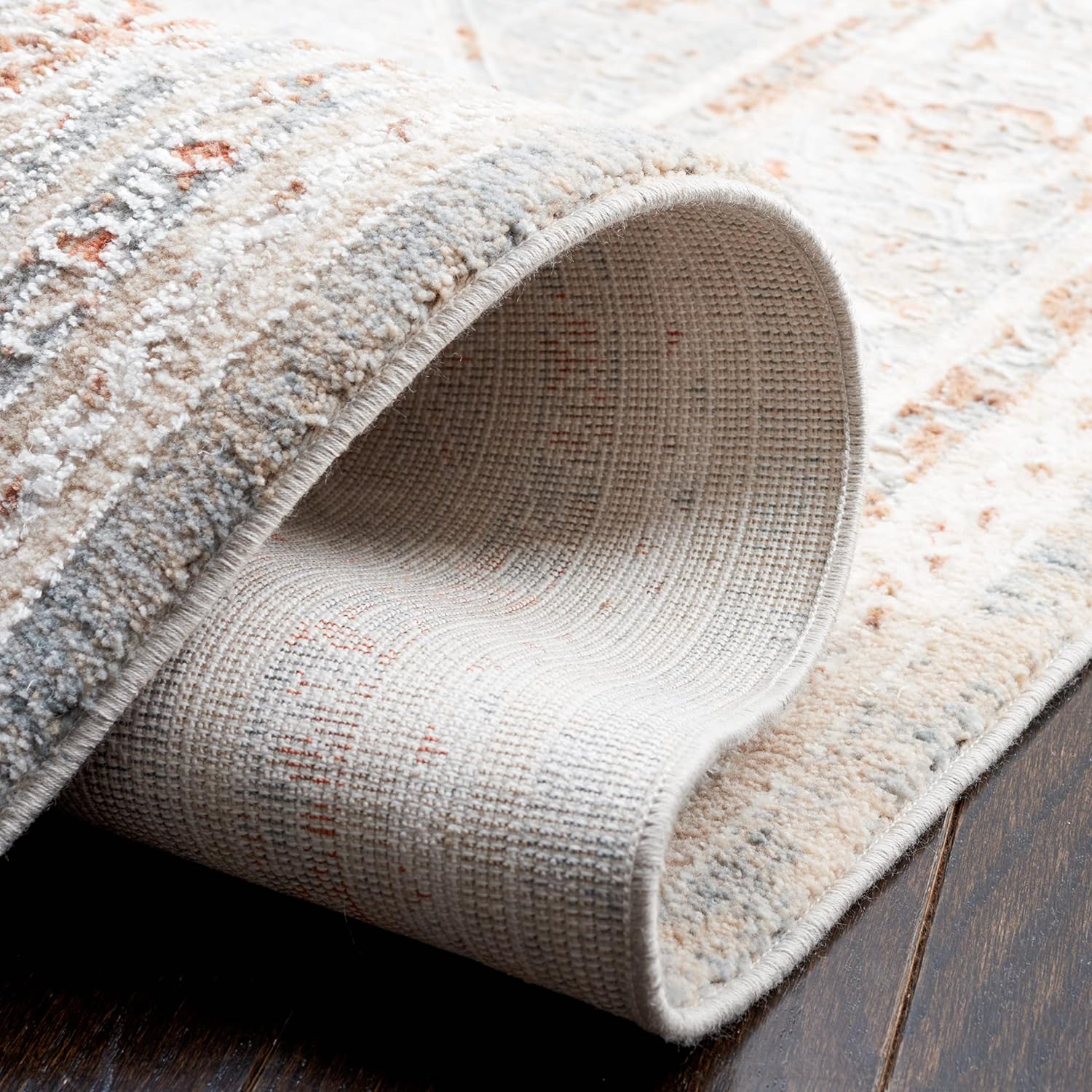 SAFAVIEH Marmara Collection Accent Rug - 4' x 6', Beige & Blue Rust, Modern Design, Non-Shedding & Easy Care, Ideal for High Traffic Areas in Entryway, Living Room, Bedroom (MRM320B)