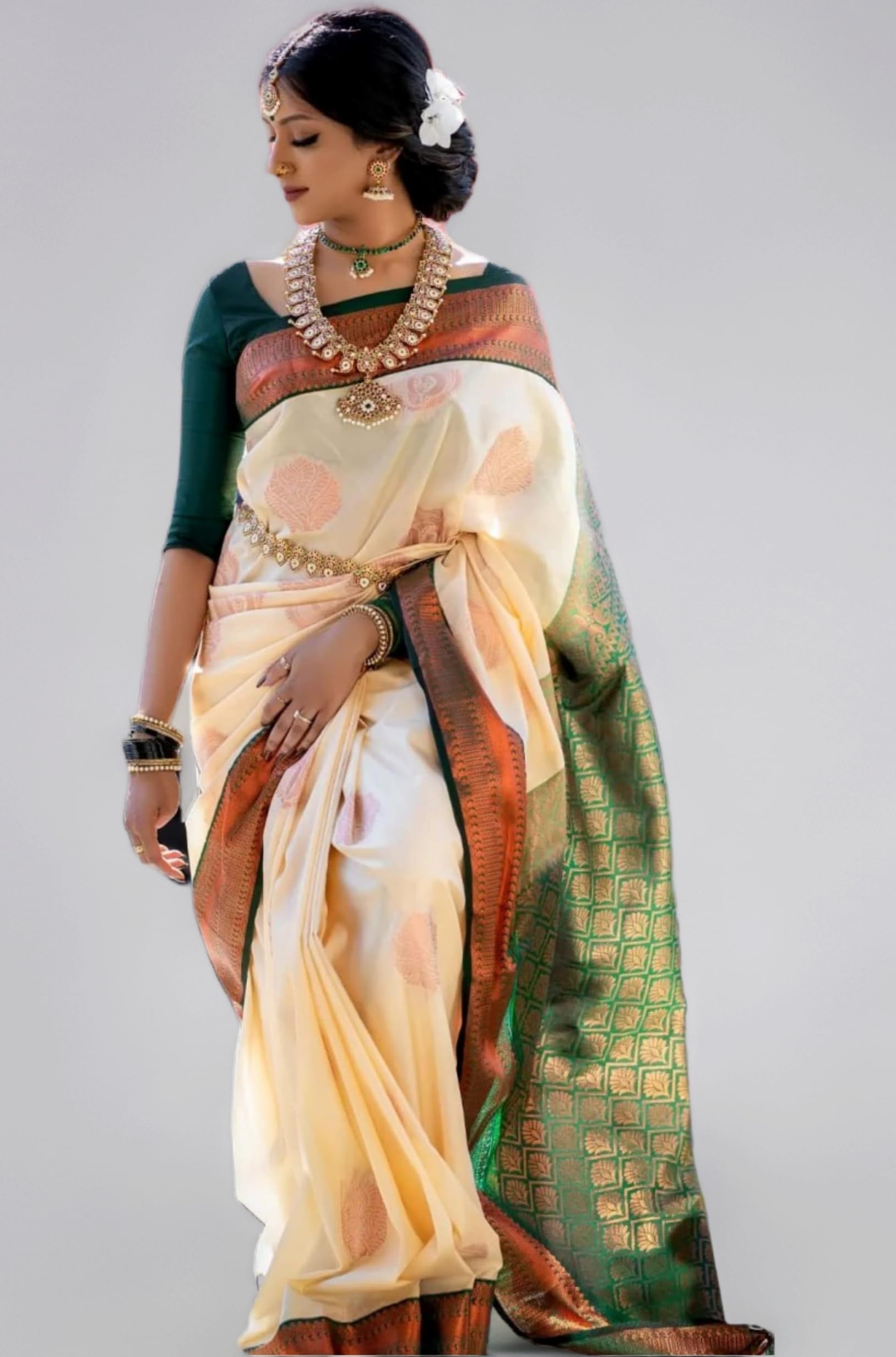 SGF11 Women's Kanjivaram Soft Silk Saree With Blouse Piece