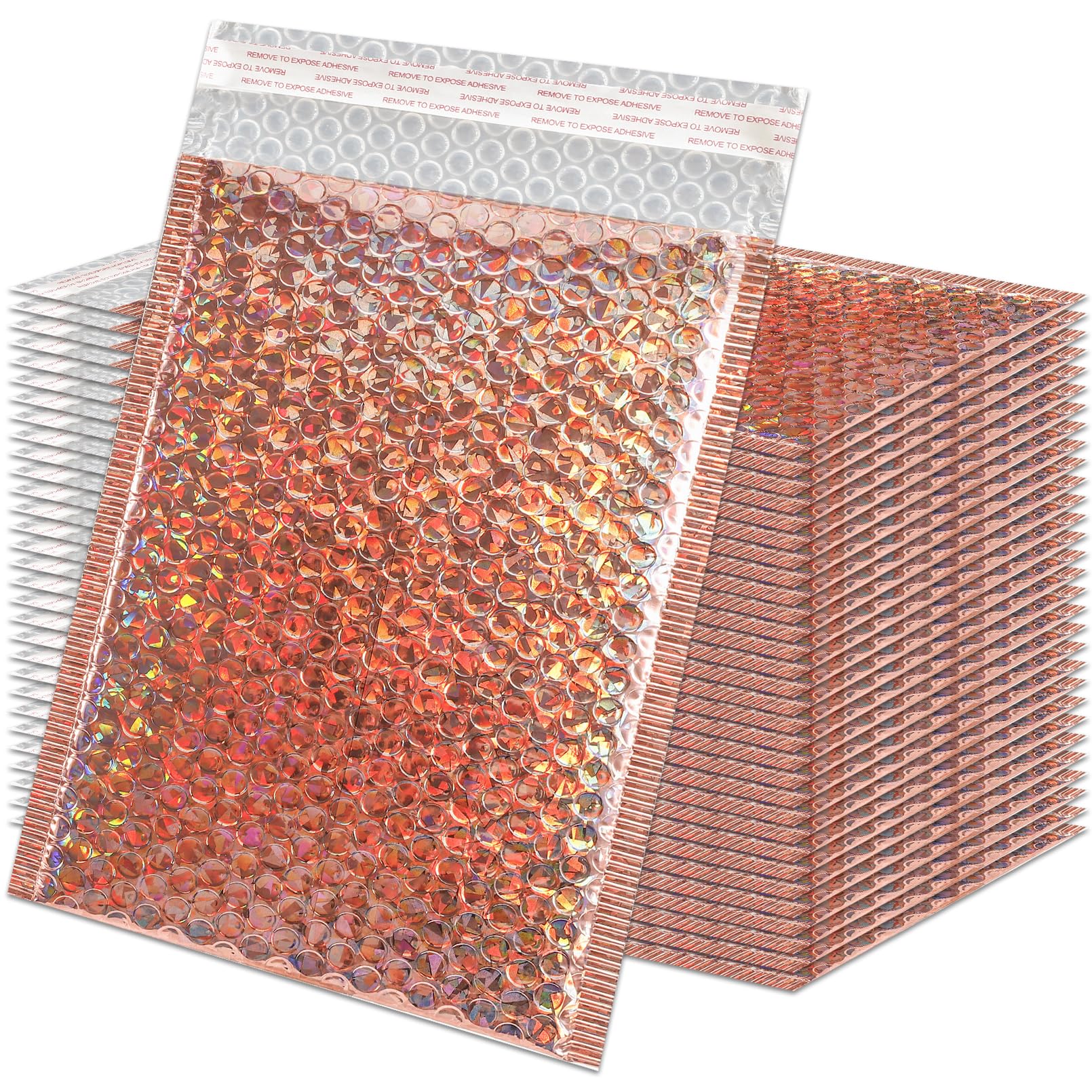 Paquete de 30 sobres holográficos de burbujas, sobres acolchados de polietileno autosellantes, sobres metálicos acolchados de burbujas, sobres acolchados para envío, embalaje por correo, 11