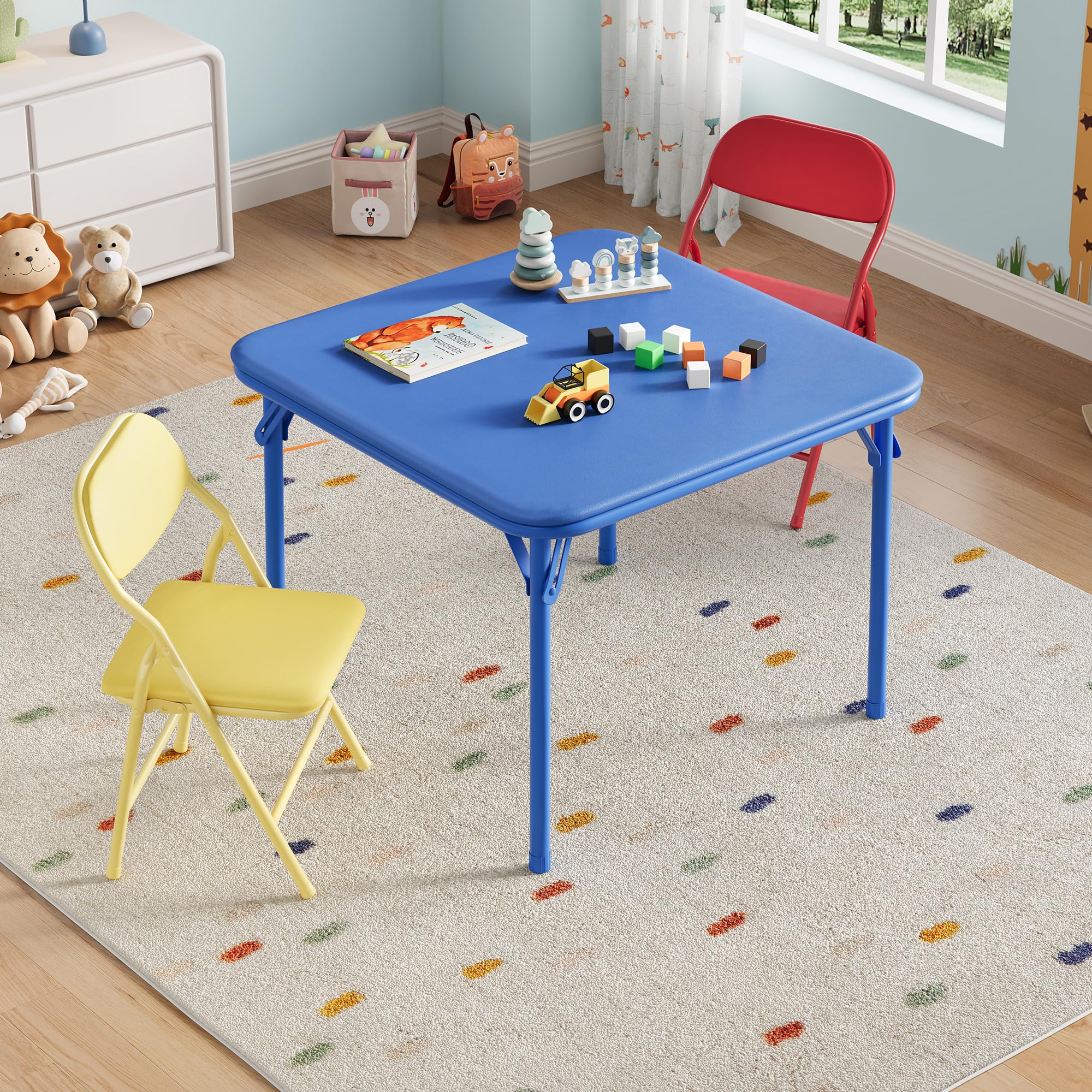 Aptliton 3-Piece Foldable Children's Activity Table & Chair Set, Lightweight Play Furniture for Toddlers with PU Leather Surface - Ideal for Dining, Crafts & Learning Activities — image 1
