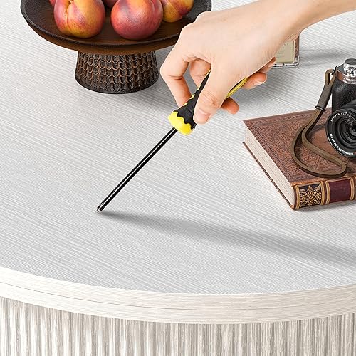 Miniatura 10 de Round Coffee Table, 31.5" Fluted Center Table with Storage, Lift-Top Coffee Table with Adjustable Footpads, Sliding Door, Mid-Century Modern Center