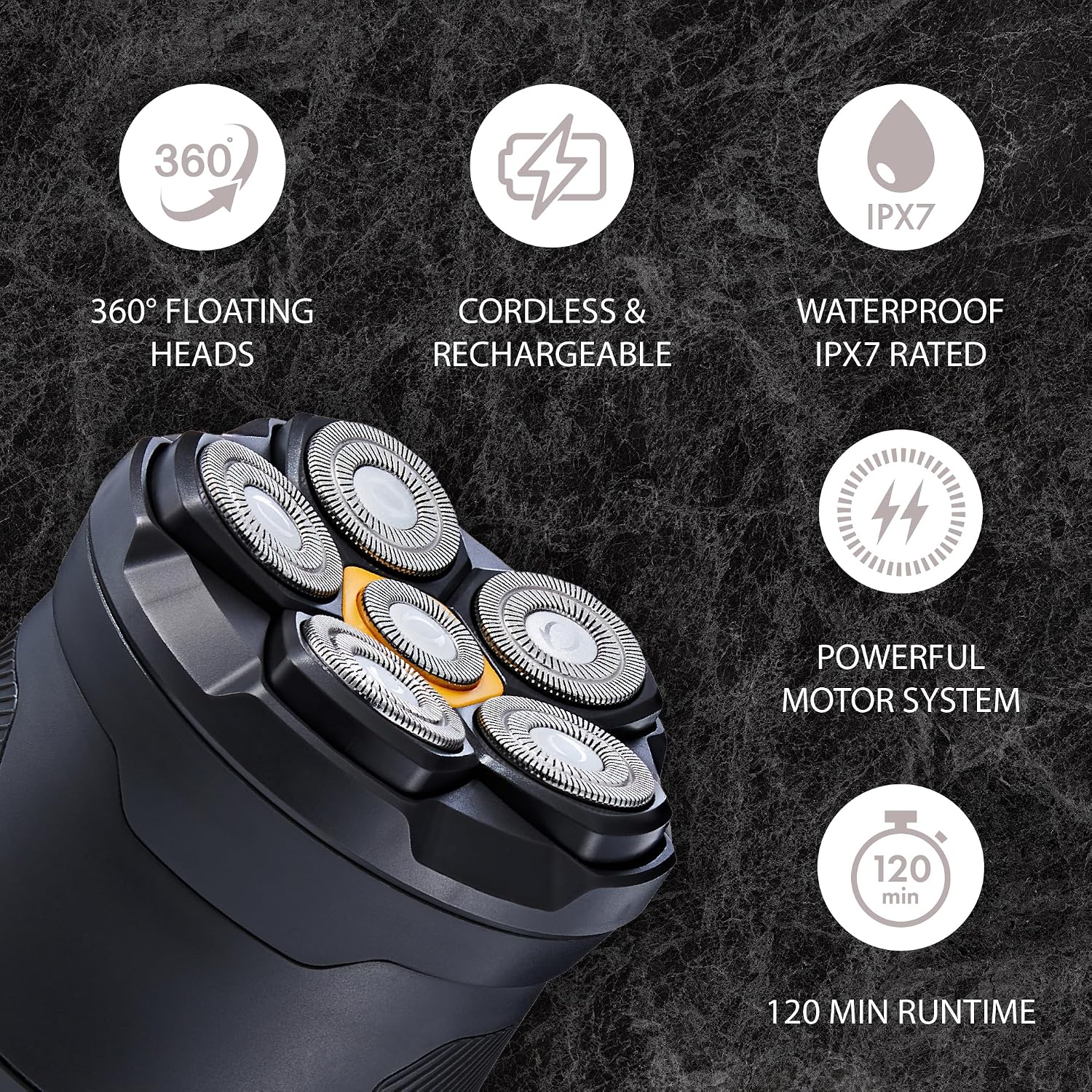 Waterproof 6-Blade Electric Head & Body Shaver Floating Shaving Head