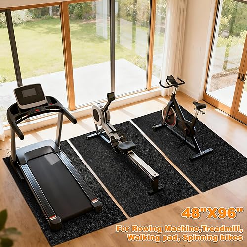 Miniatura 6 de Fitvids Alfombrilla para caminadora de 14 de pulgada de grosor, antideslizante, almohadilla de protección para el suelo, compatible con cintas de