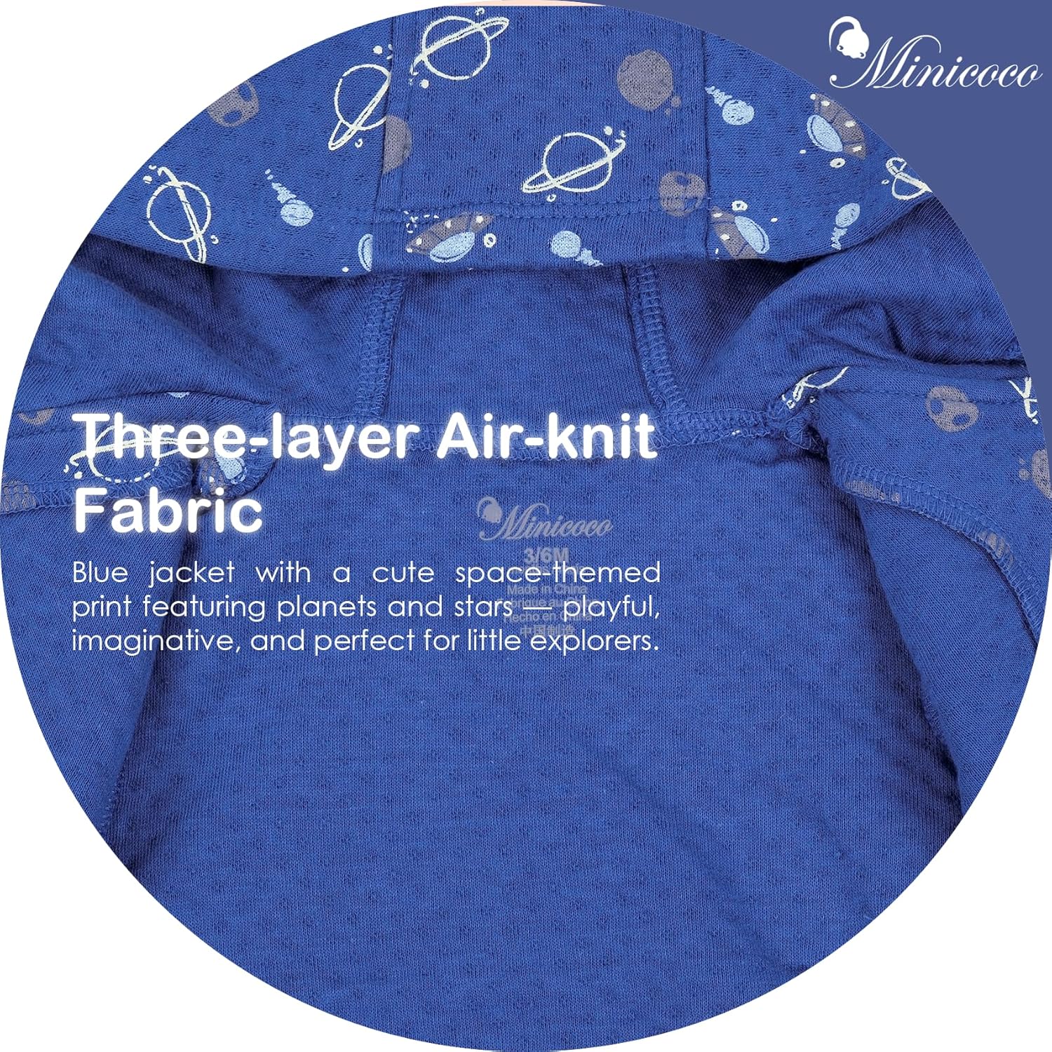 100% Cotton Baby Boy Fall Hoodies Jacket, Comfortable Soft Baby Spring Jacket,0-12Months Blue Jacket - Image 2