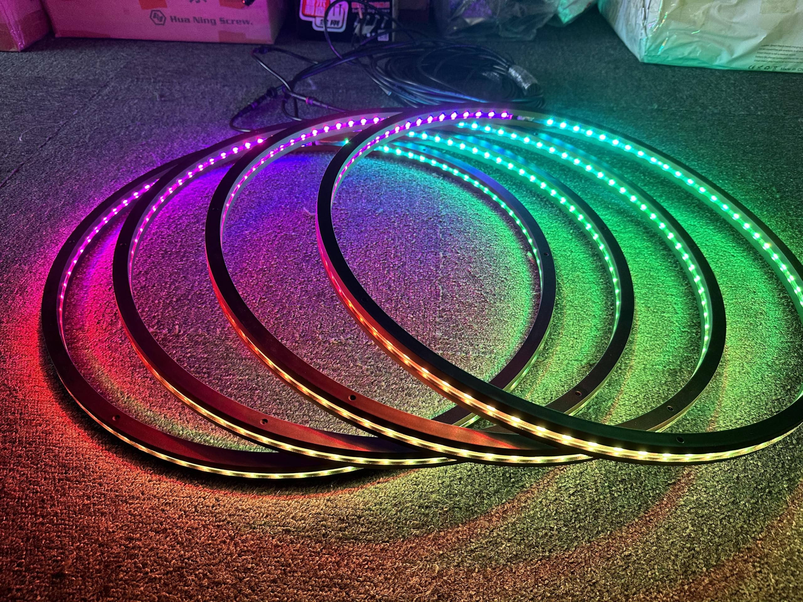 Double Side - 17.5'' RGB Dream Color Chase Million Colors Shift Rim Lights LED Wheel Ring Light w/Turn Signal,Brake Bluetooth/Remote Ctrl for Car Truck