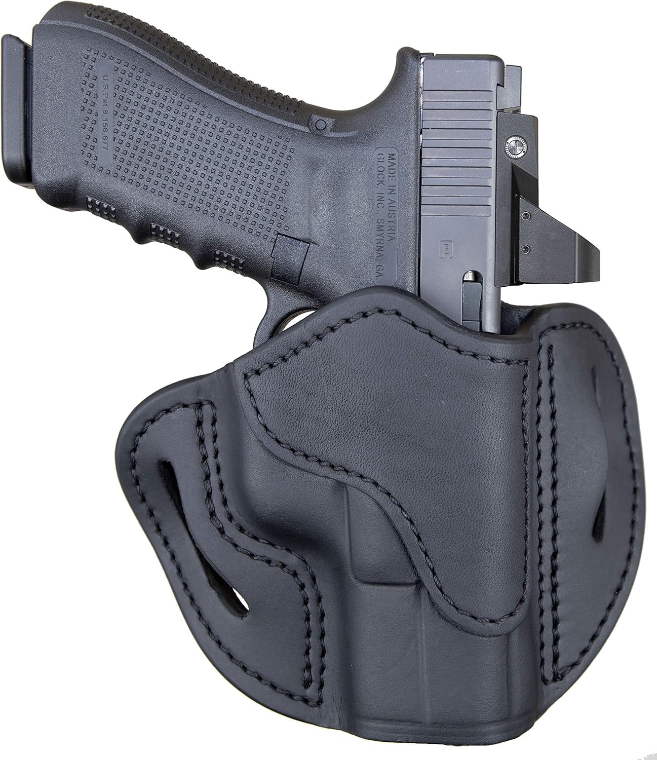 1791 GUNLEATHER Optic Ready Holster - OWB CCW G19 Leather Gun Holster for Belts - Right Handed - Compatible with Glock 19, 23, 27, Springfield XDS