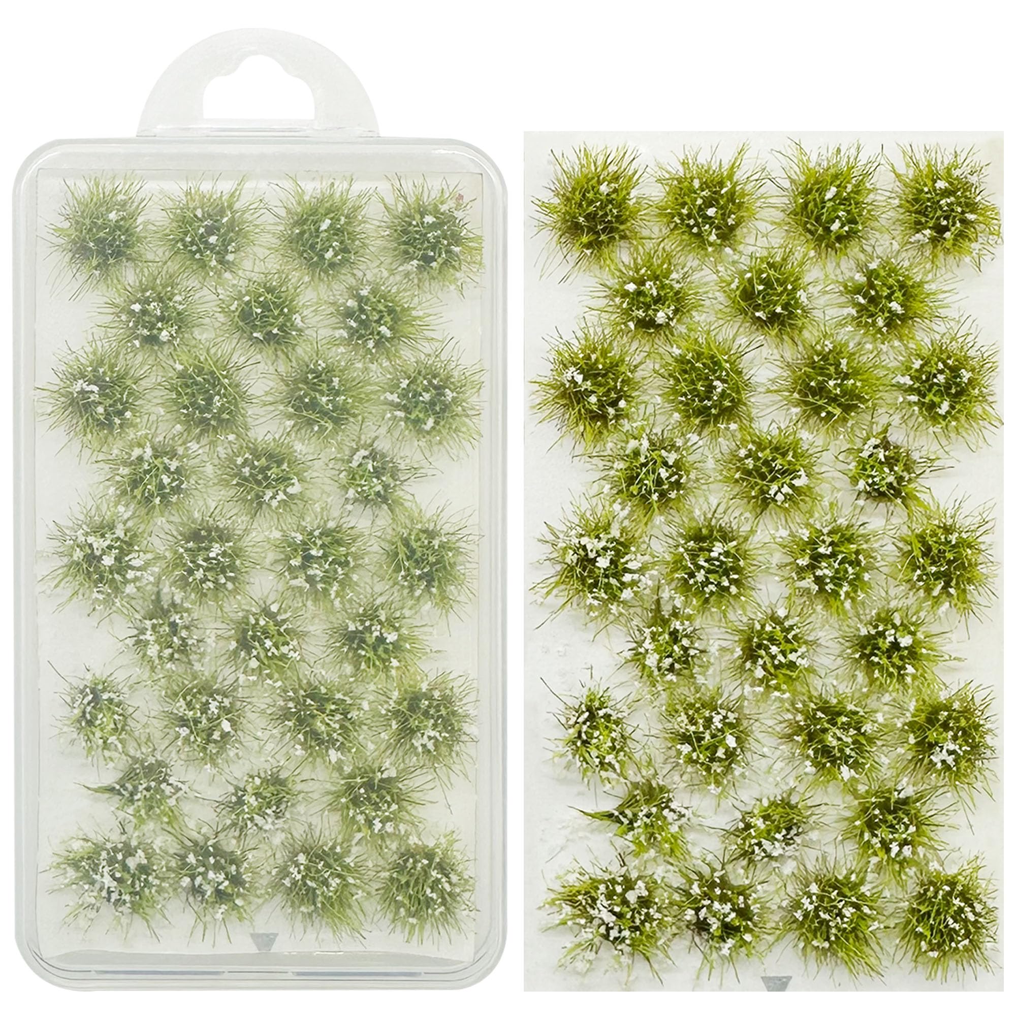 Woohome Static Grass Tuft Model Grass Tufts, 32 PCS Railway Artificial Grass White Bushy Tuft Flower Cluster Vegetation Groups for DIY Architecture Building Model Train Landscape Railroad Scenery