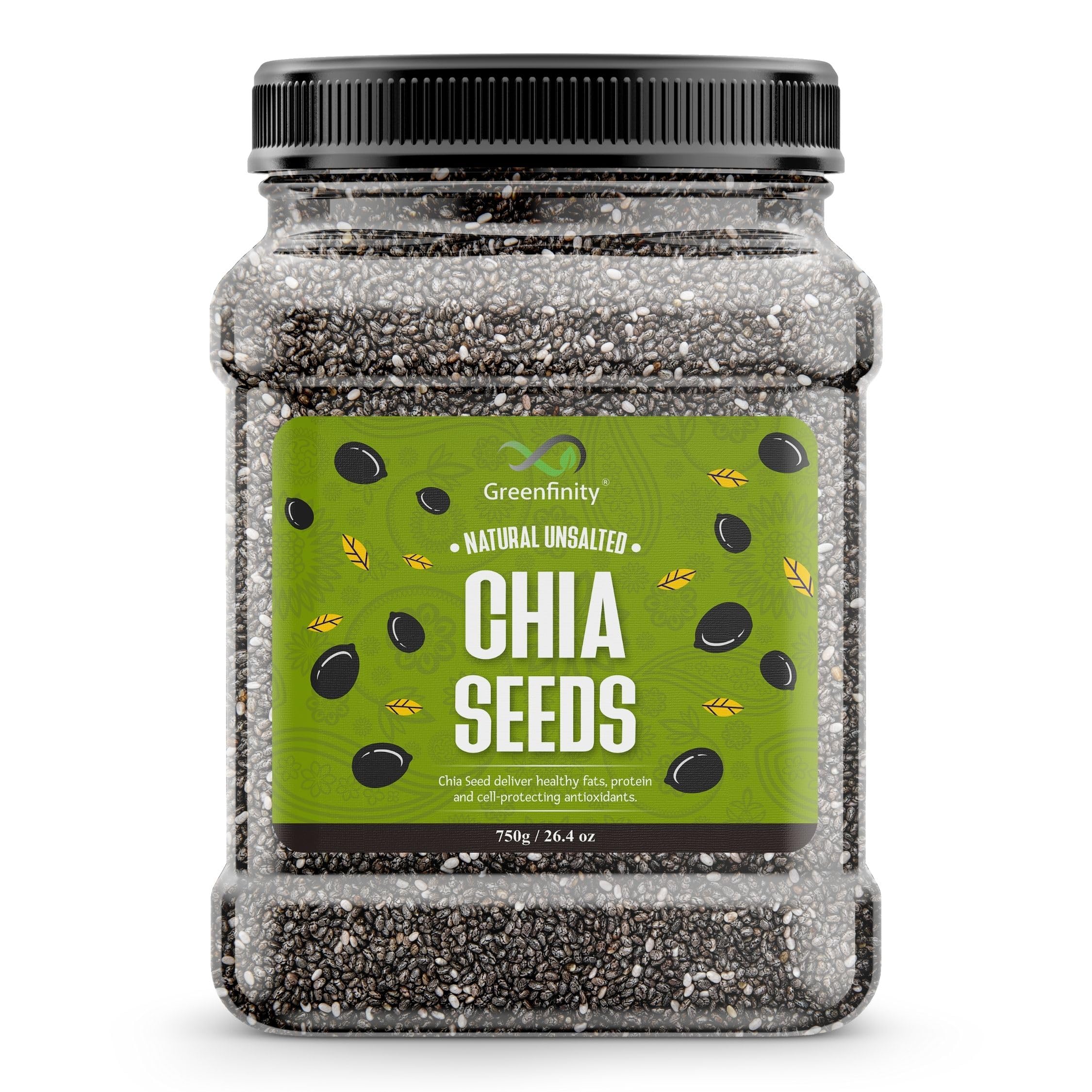 GreenFinity Chia Seeds 750g | Omega-3 clean chia Seeds for Eating | Healthy Snacks |