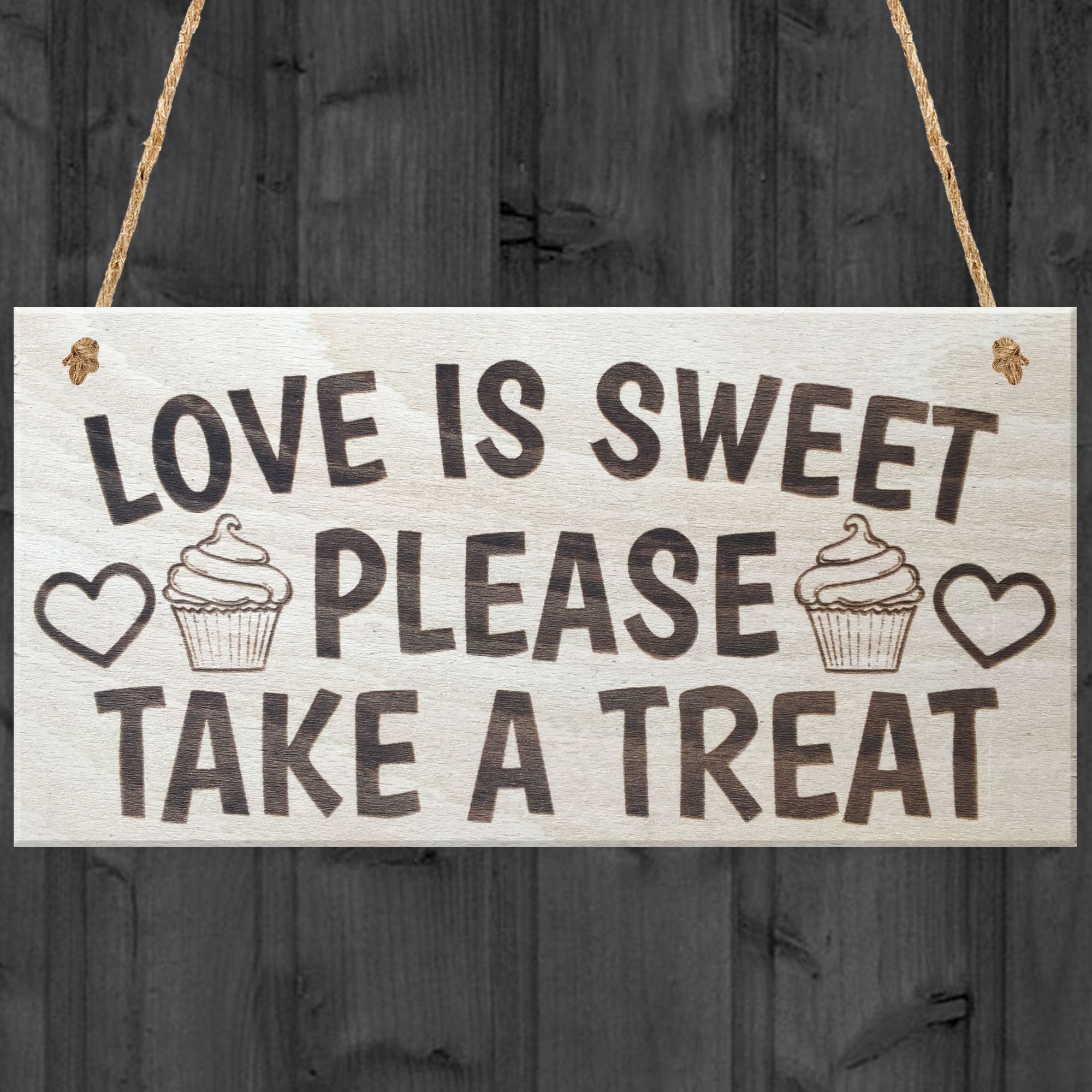 Red Ocean Love Is Sweet Please Take A Treat Cute Wedding Cake Table Center Piece Sign Wooden Plaque