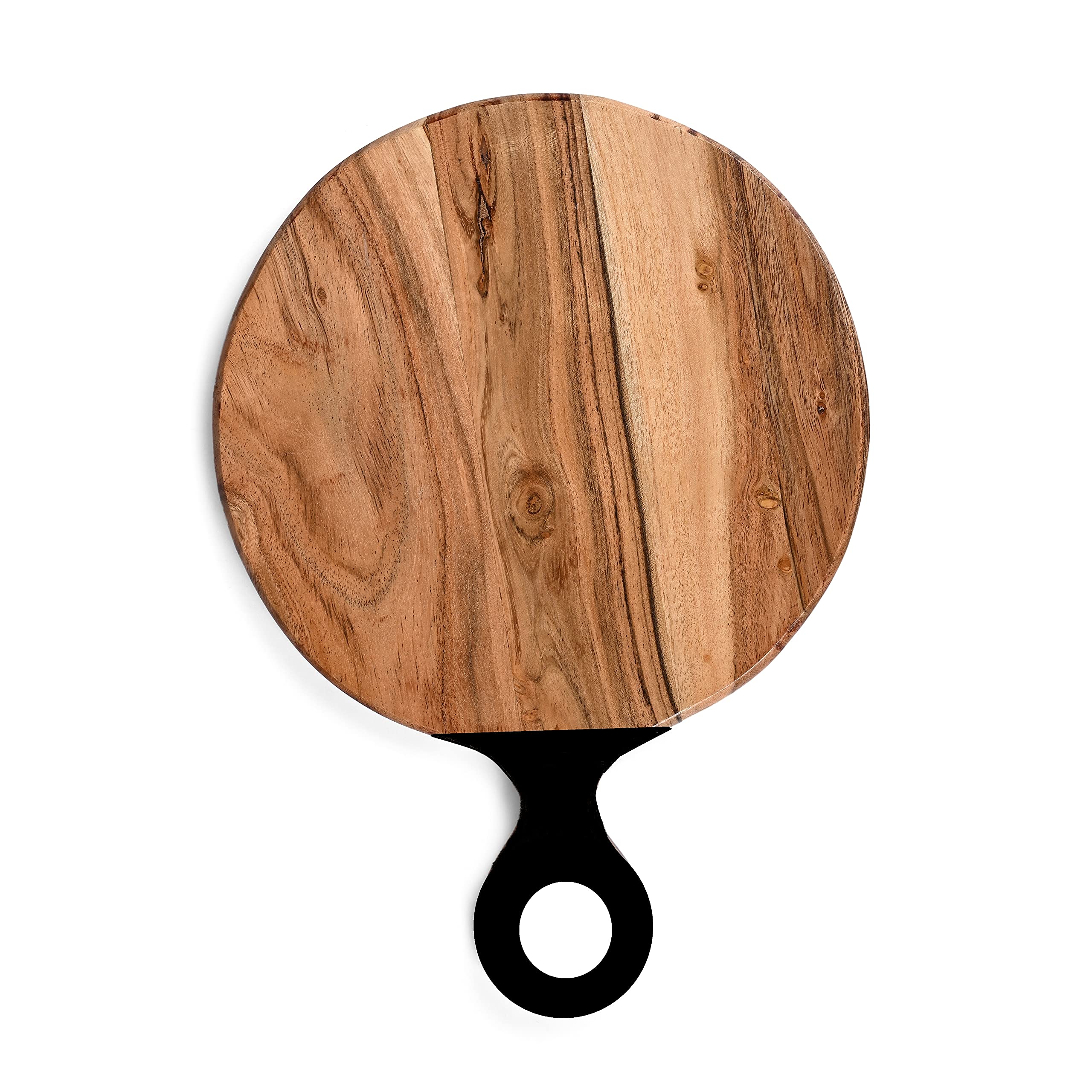 Badiwal Interio Solid Acacia Wood Primum Cutting/Chopping Board & Serving Platter with Black Design Handle (Medium Size Round with Black Handle) (B09DLJMMT4) Amazon Price History, Amazon Price Tracker