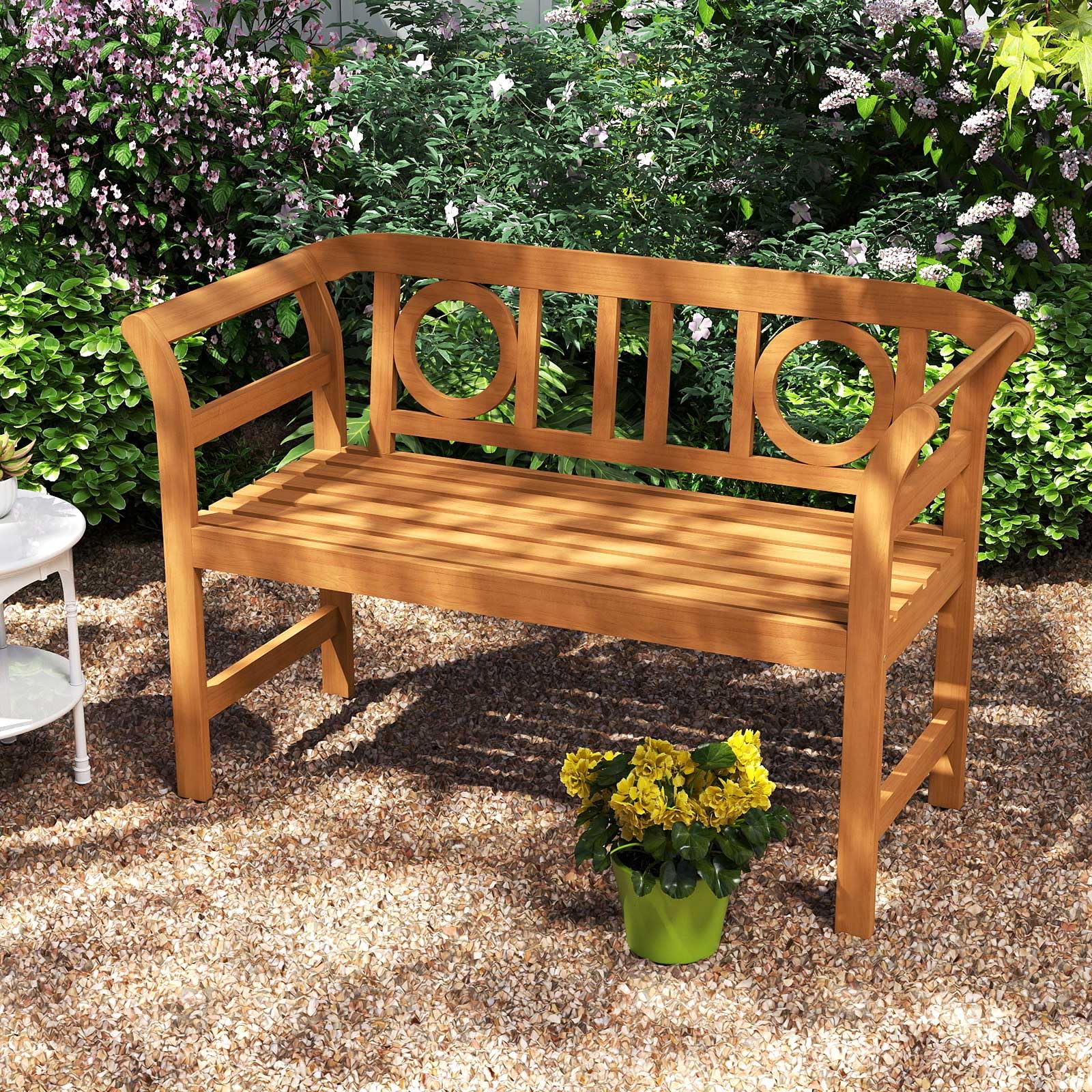 COSTWAY Banco Jardín de Madera Acacia, 2 Plazas, Banco Exterior con Respaldo y Reposabrazos, Patio Porche Terraza Parque, 118 x 50 x 78,5 cm, 360kg (Estilo 3)