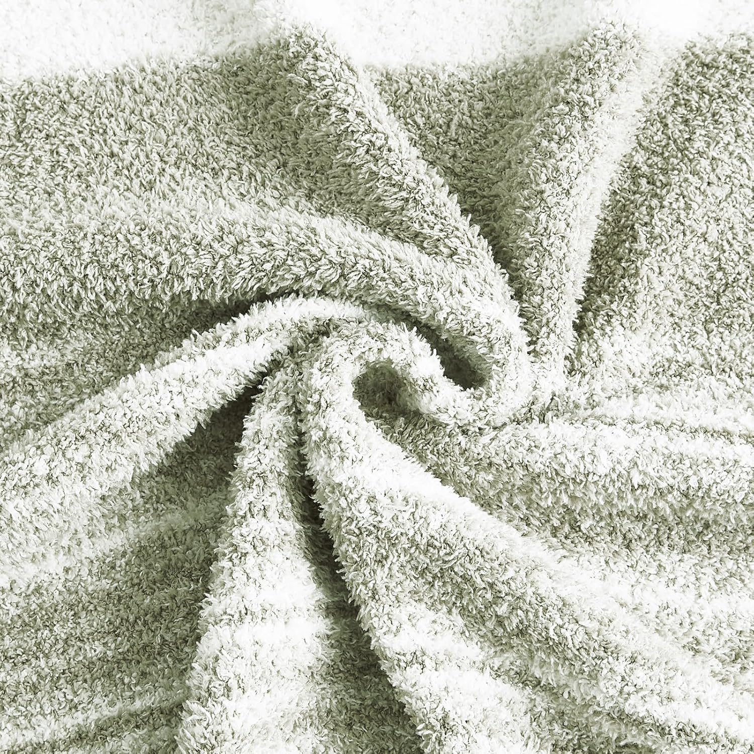 WRENGONGE Sage Green Throw Blanket, 50x70 Soft Cozy Striped Throw Blankets for Couch, Sofa, Bed, Travel, Lightweight Fluffy Warm Plush Decorative Blankets for Women, Men Gift - Image 4