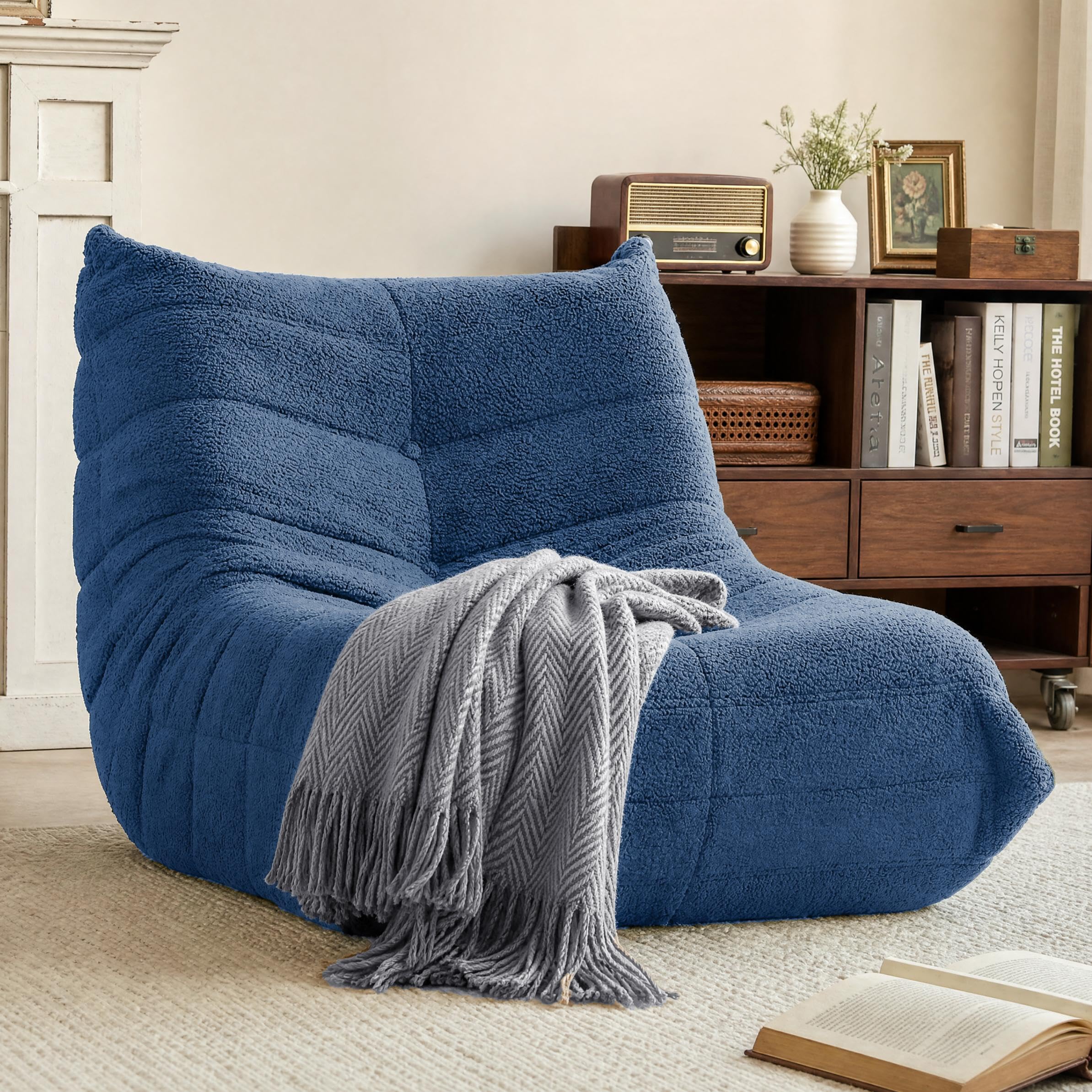 Gazecaia Oversized Teddy Bean Bag Chair, Memory Foam Fireside Lounge