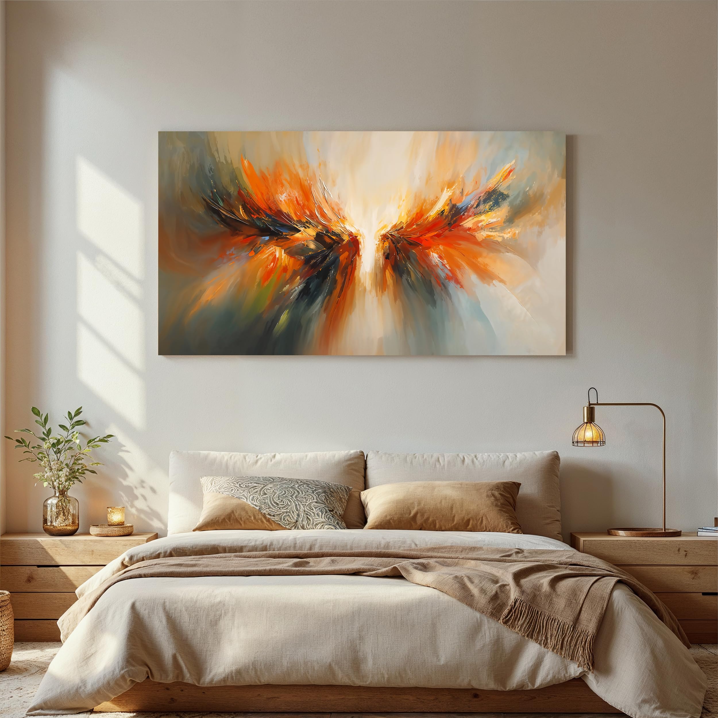 Aefouu Inner Frame Colorful Abstract Wings Wall Art Print Painting Canvas Art Wall Decor For Living Room Decorations Abstract Aesthetic Picture(70X140cm/28X55in/Internal Frame)