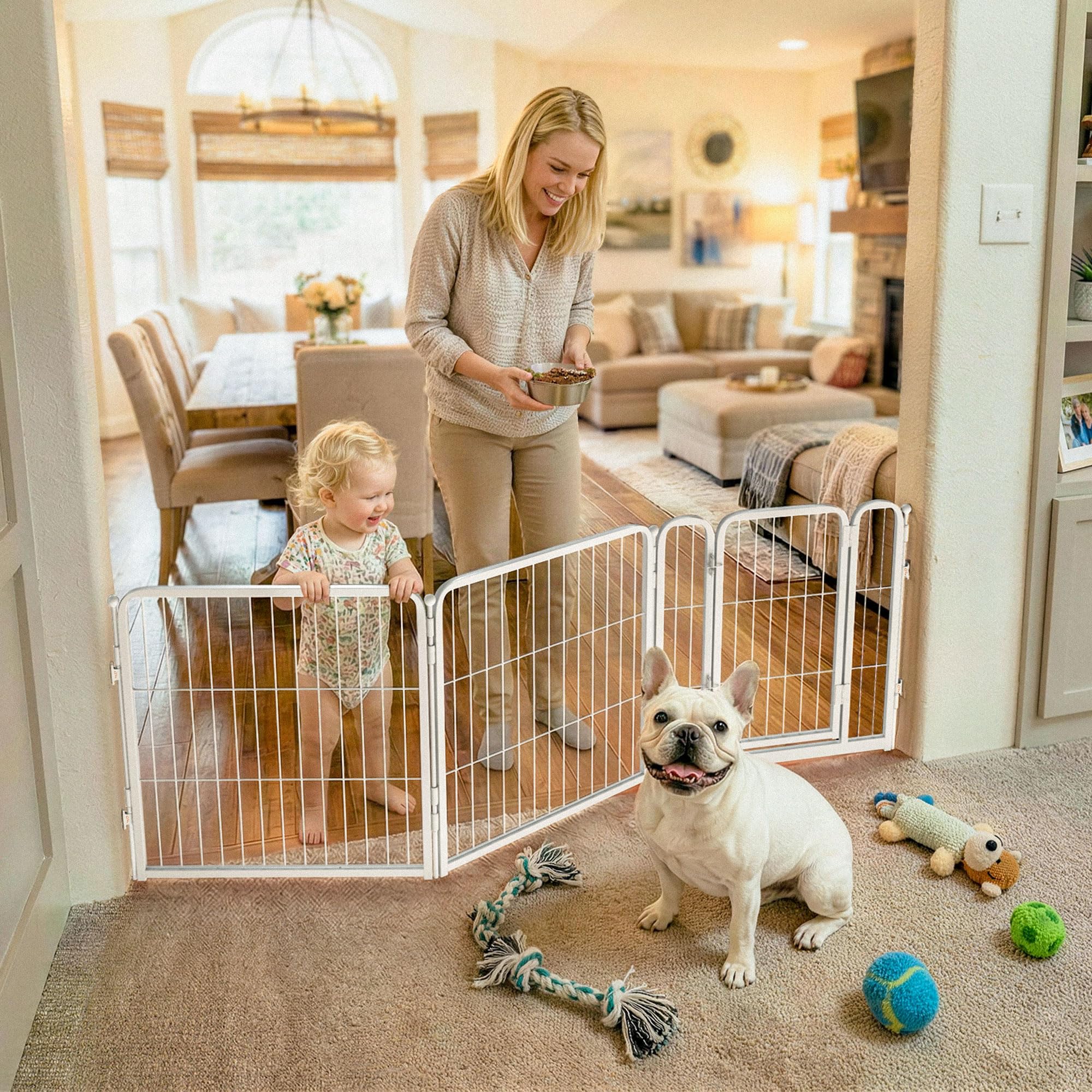 FXW Dog Gate, Extra Wide Adjustable for Openings Up to 69", 24" H