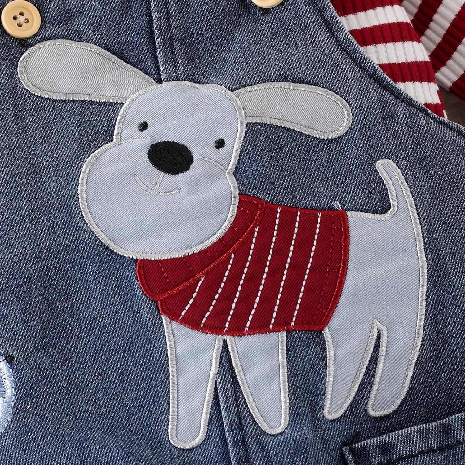 Baby Boy Clothes Fall Winter Outfits Long Sleeve Striped Romper Cute Cartoon Jeans Overalls Pants Set 0-18 Months