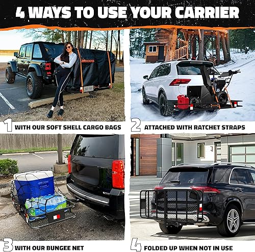 Miniatura 4 de Mockins Portaequipajes plegable de 60 x 24 x 6 pulgadas resistente a la intemperie y bolsa de carga impermeable de 25 pies cúbicos  500 libras de