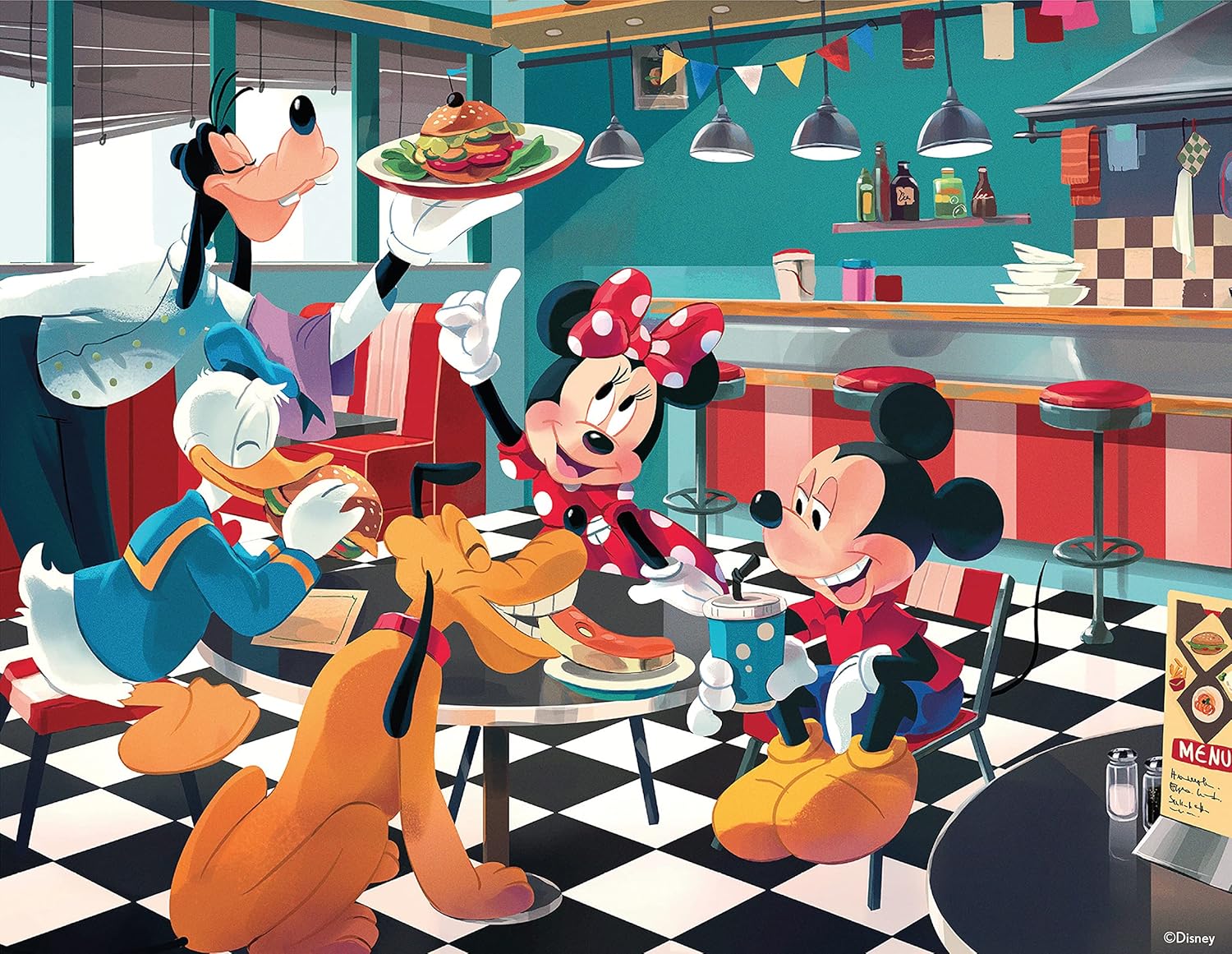 Ceaco - 5 in 1 Multipack - Disney Classics - Mickey & Minnie, Donald Duck, Goofy, & Pluto - (2) 300 Piece, (2) 500 Piece, (1) 750 Piece Jigsaw Puzzles