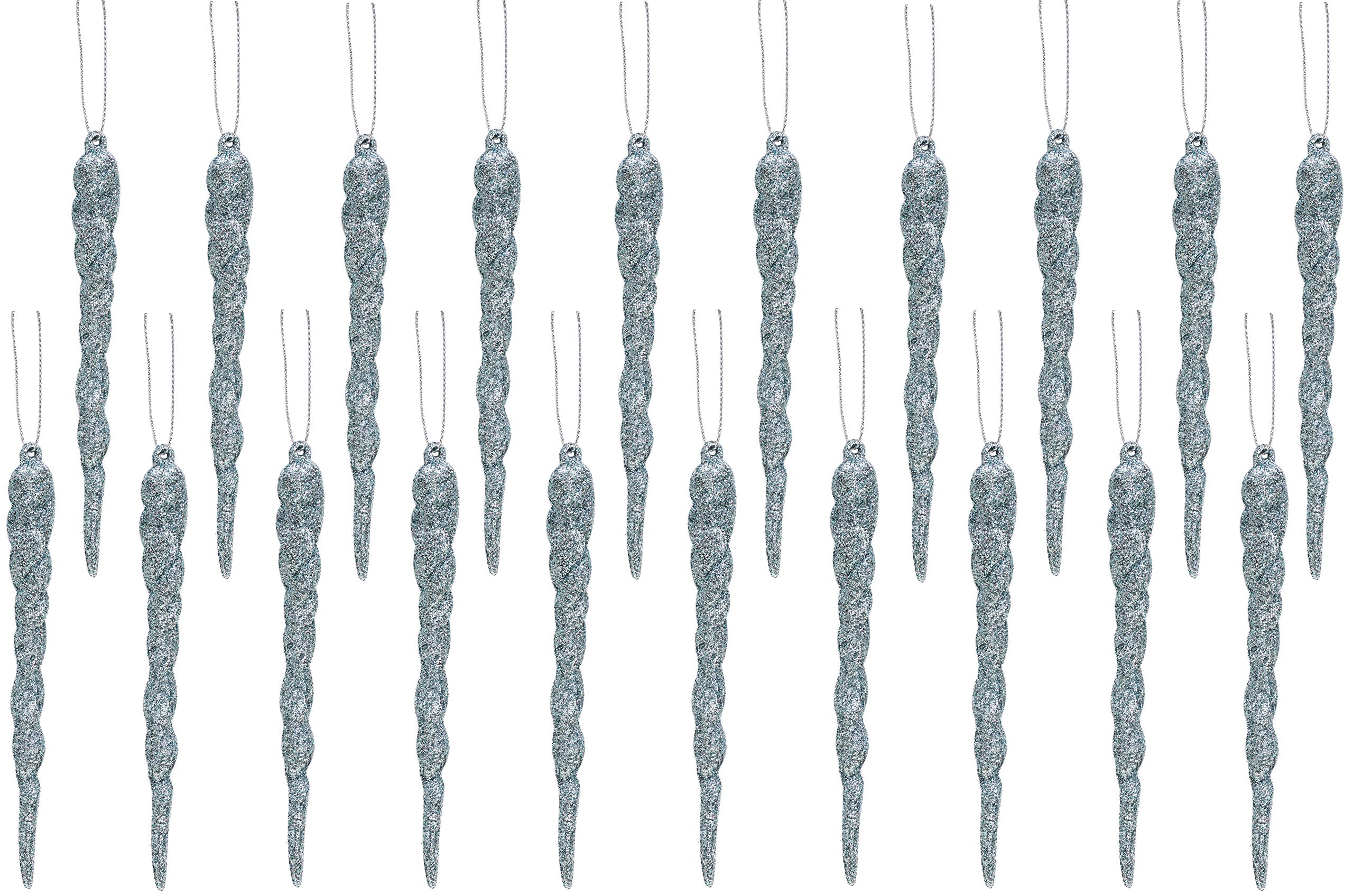 Christmas Concepts® 12cm Glitter Icicle Decorations Christmas Tree Trims (ICE BLUE, 20)