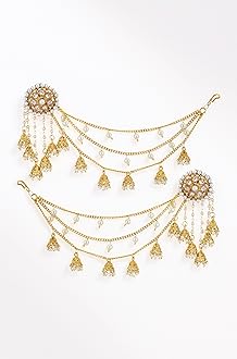 - Traditional Stylish Gold Plated Polki & Pearl Bahubali Jhumki Jhumka Earrings Jewellery For Girls And Women