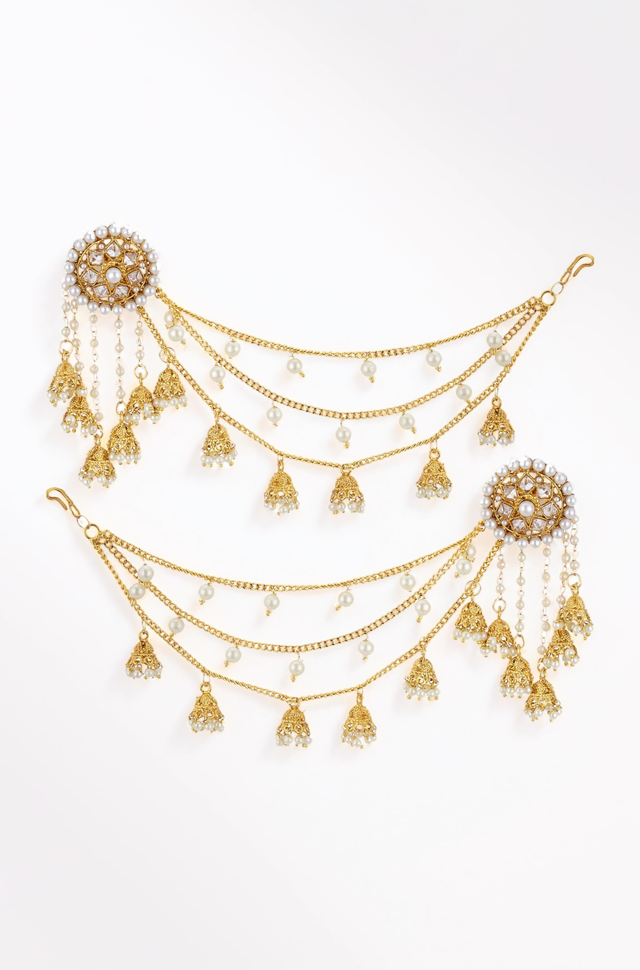 ZENEME Traditional Stylish Gold Plated Polki & Pearl Bahubali Jhumki Jhumka Earrings Jewellery For Girls And Women